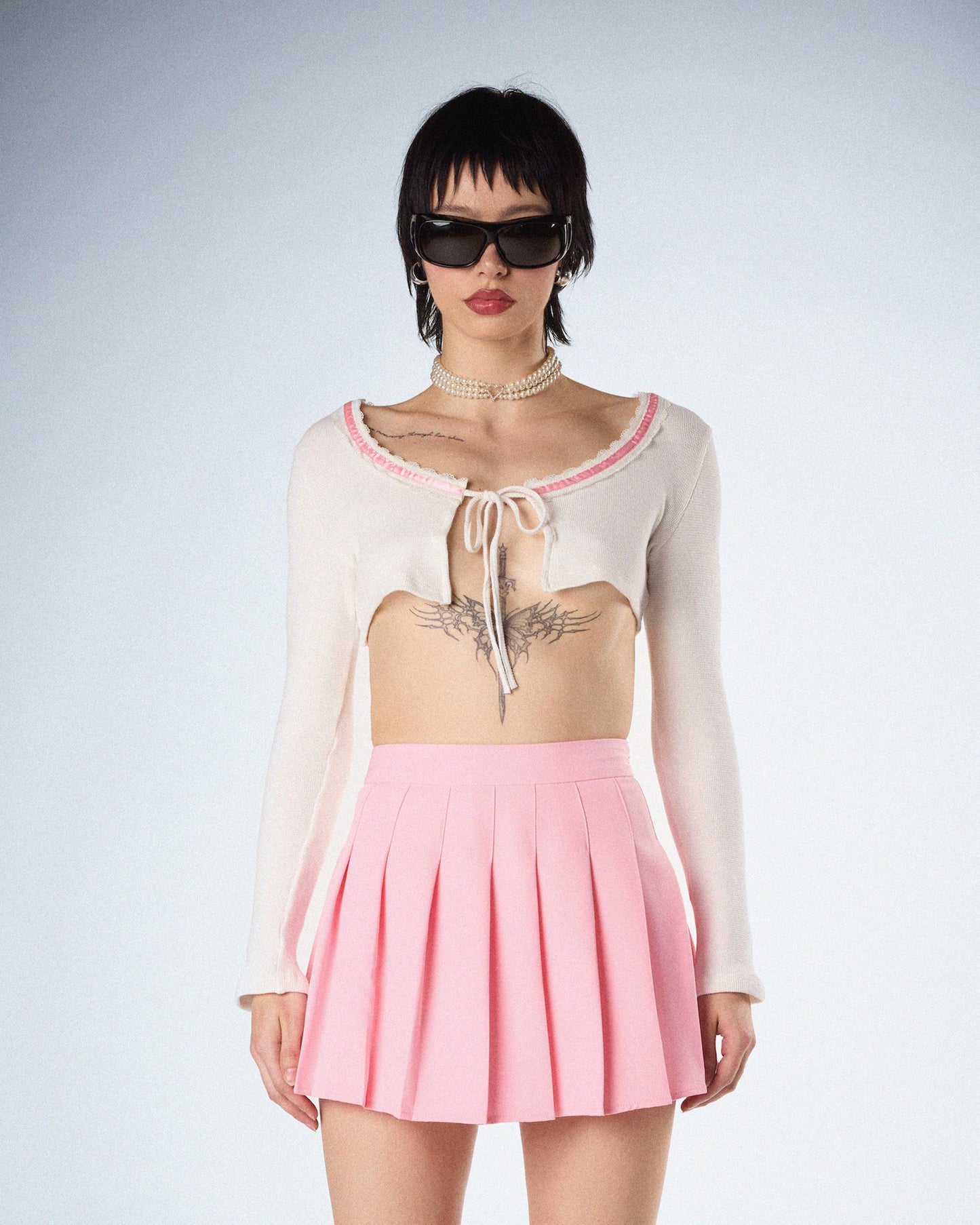 Cosette White Crop Top model front
