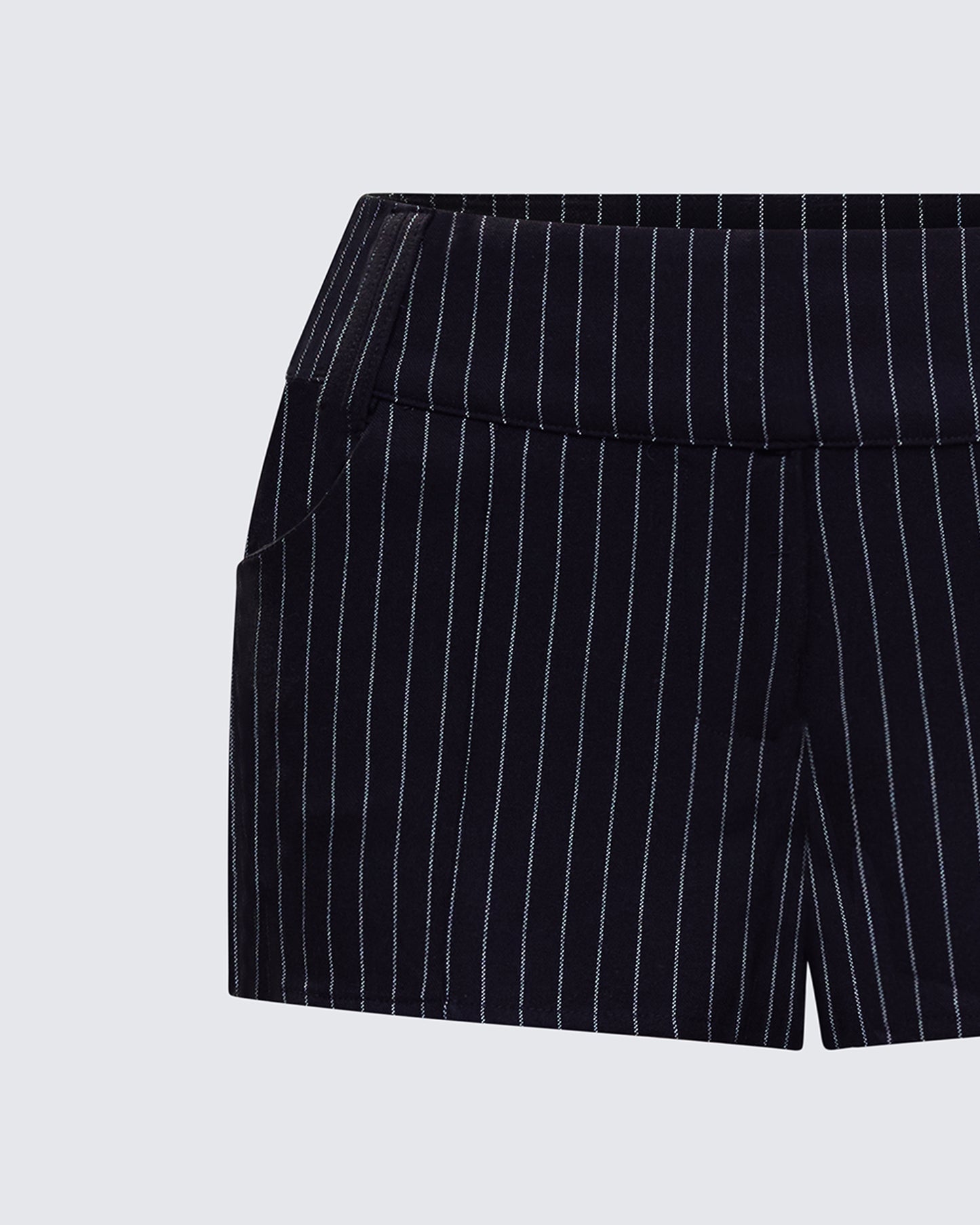 Damla Black Pinstriped Shorts