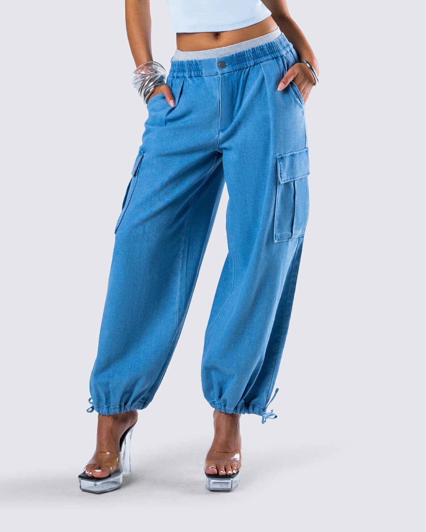 Darby Blue Denim Parachute Pant