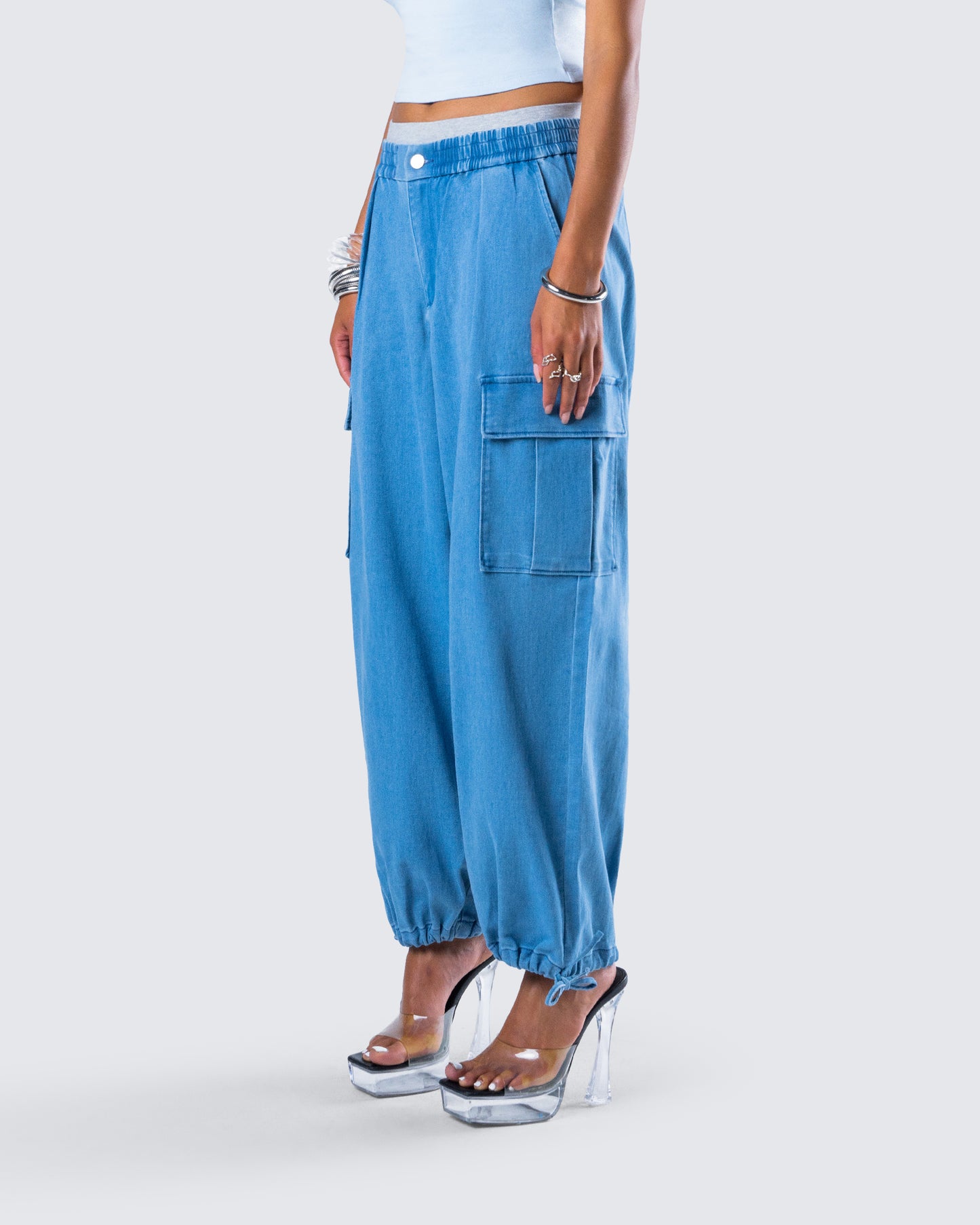 Darby Blue Denim Parachute Pant
