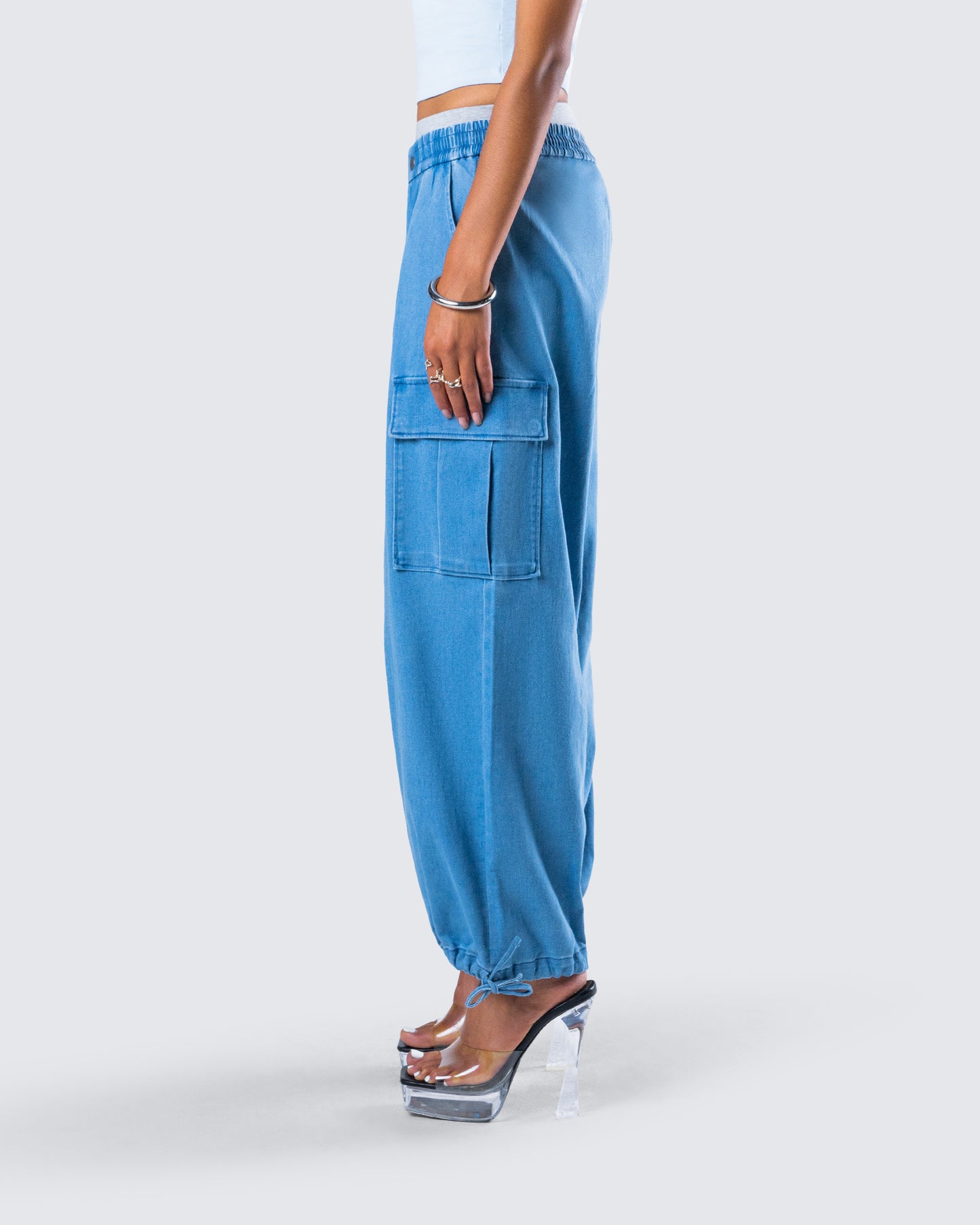 Darby Blue Denim Parachute Pant
