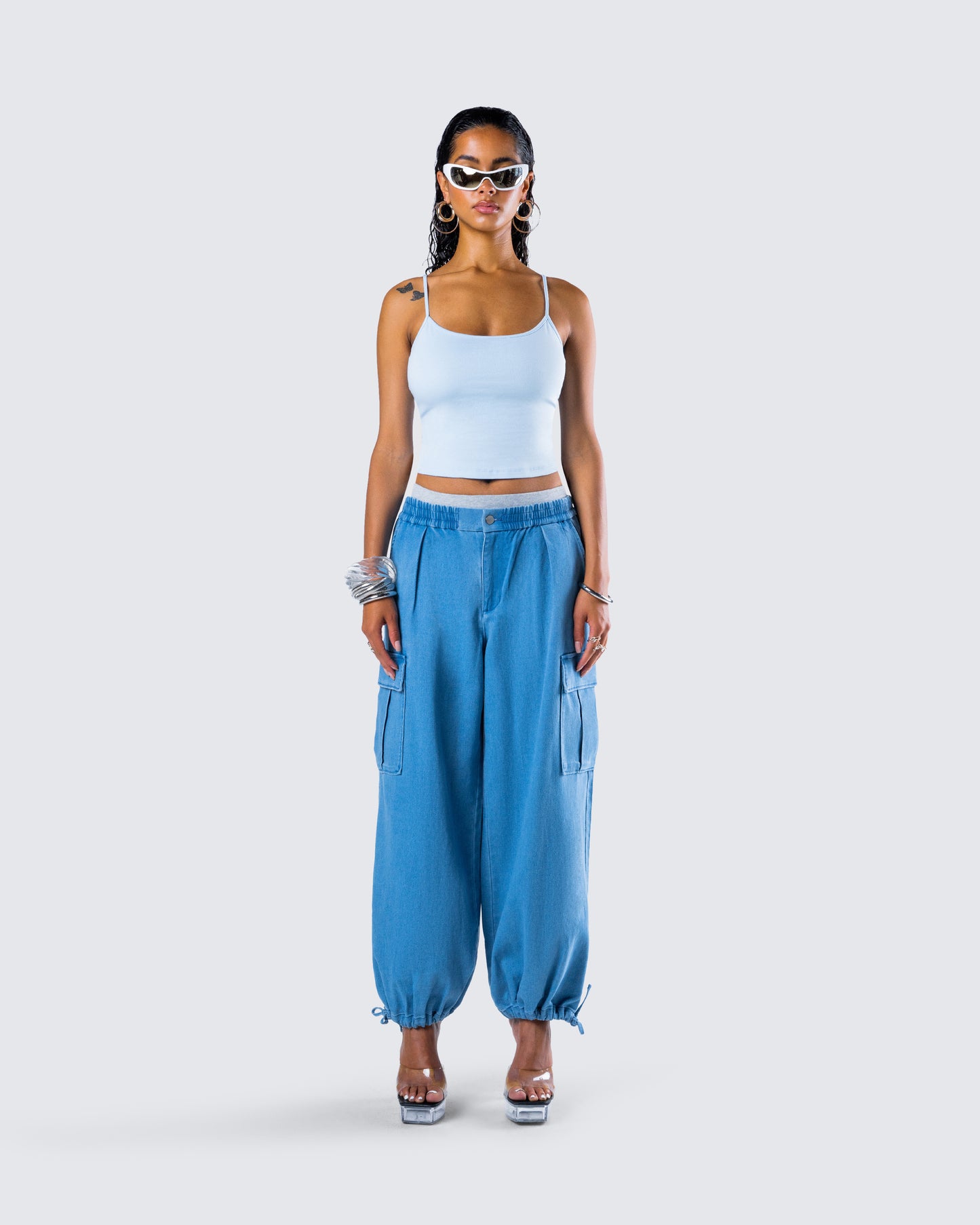 Darby Blue Denim Set model front