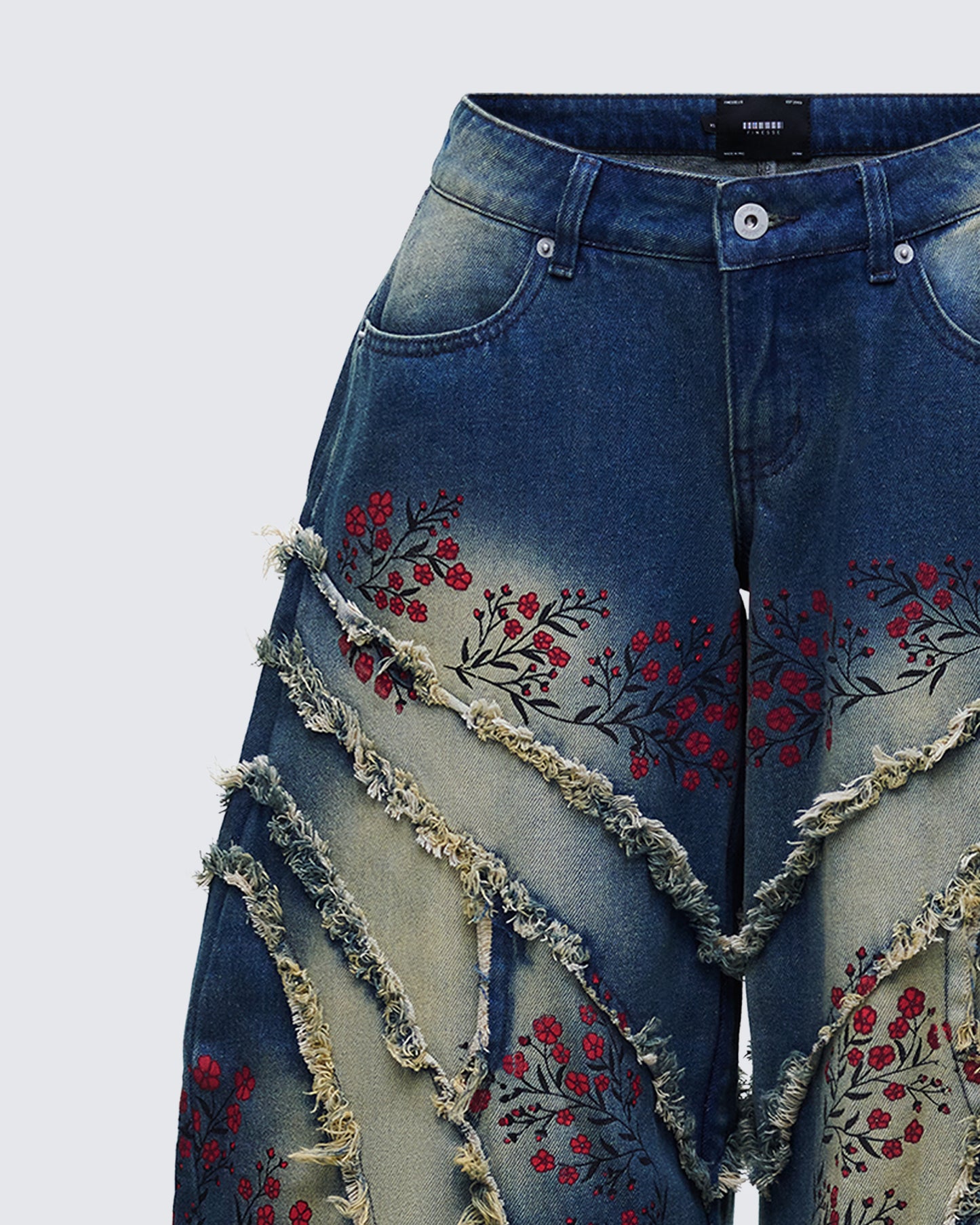 Dawn Blue Denim Floral Painted Jean