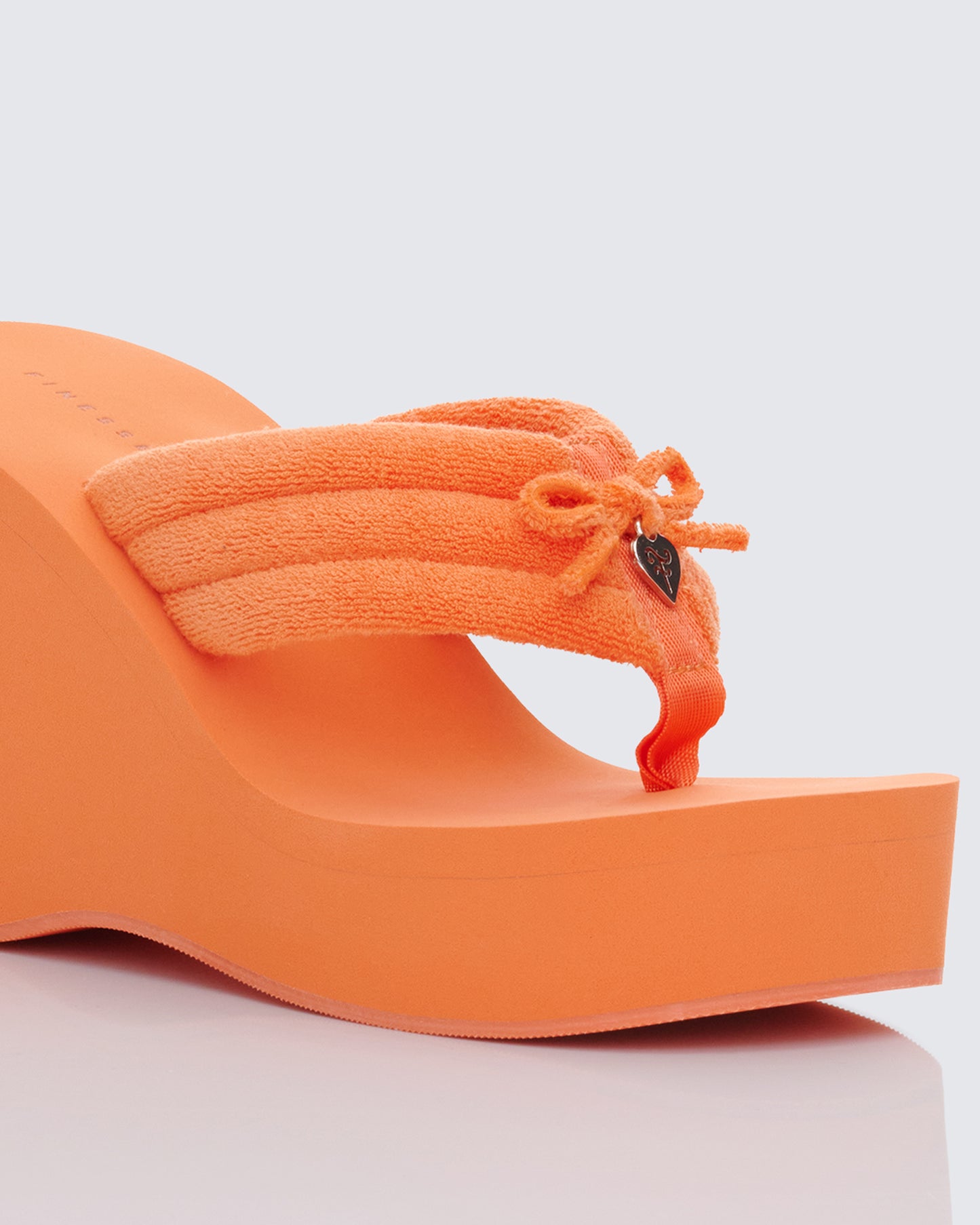 Deema Orange Superstacked Wedge Flip Flop - close up detail