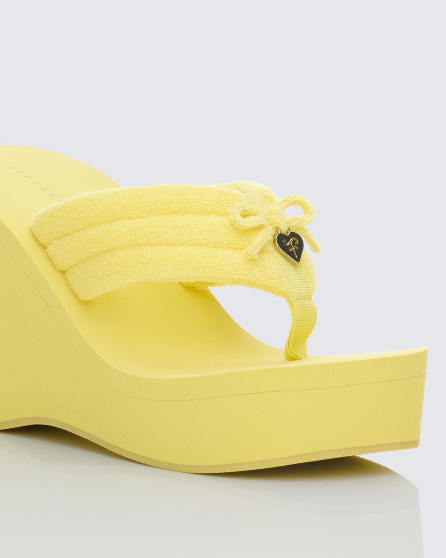 Deema Yellow Superstacked Wedge Flip Flop - close up detail