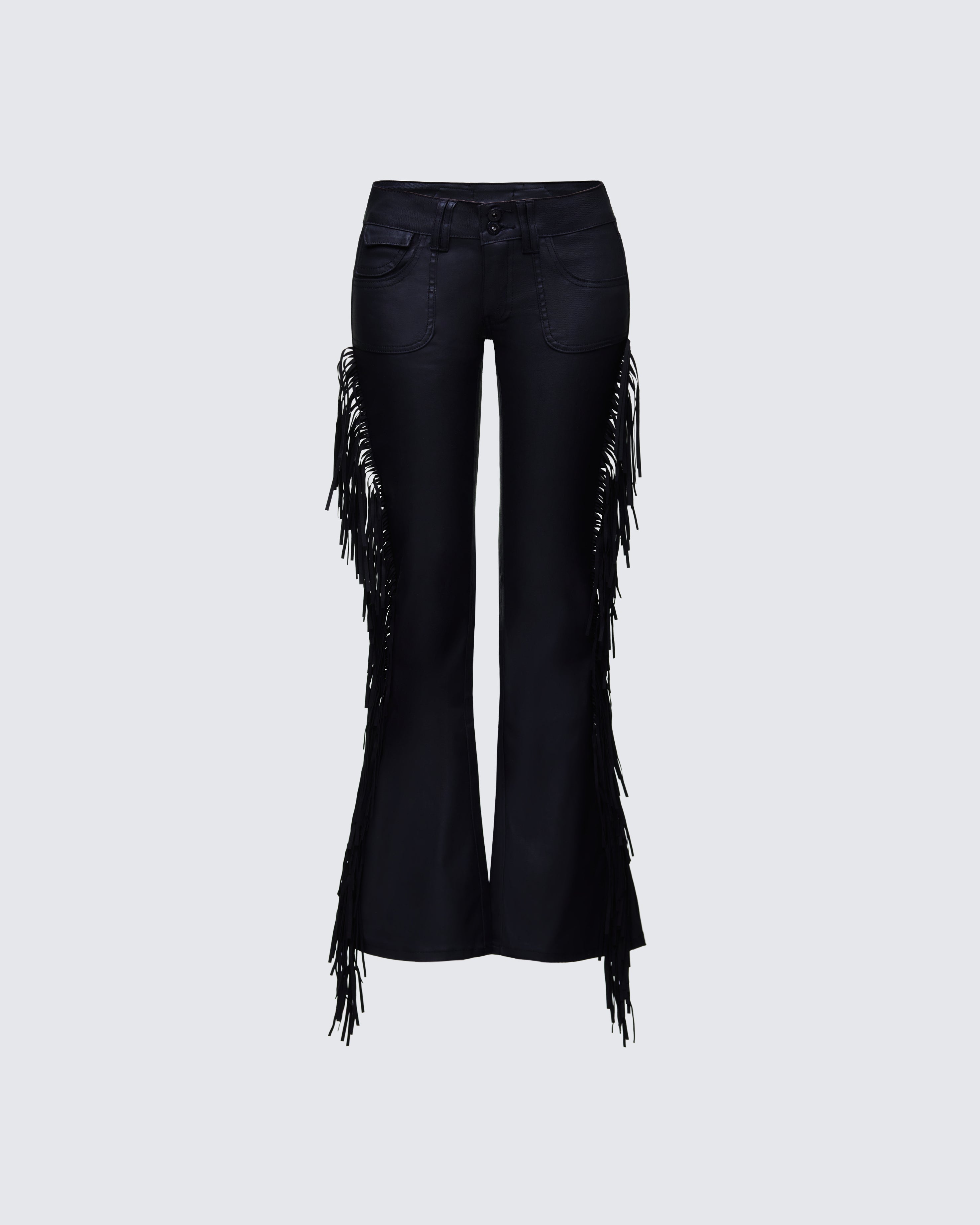 Black Fringe Flare Jeans - Western Style Denim – FINESSE