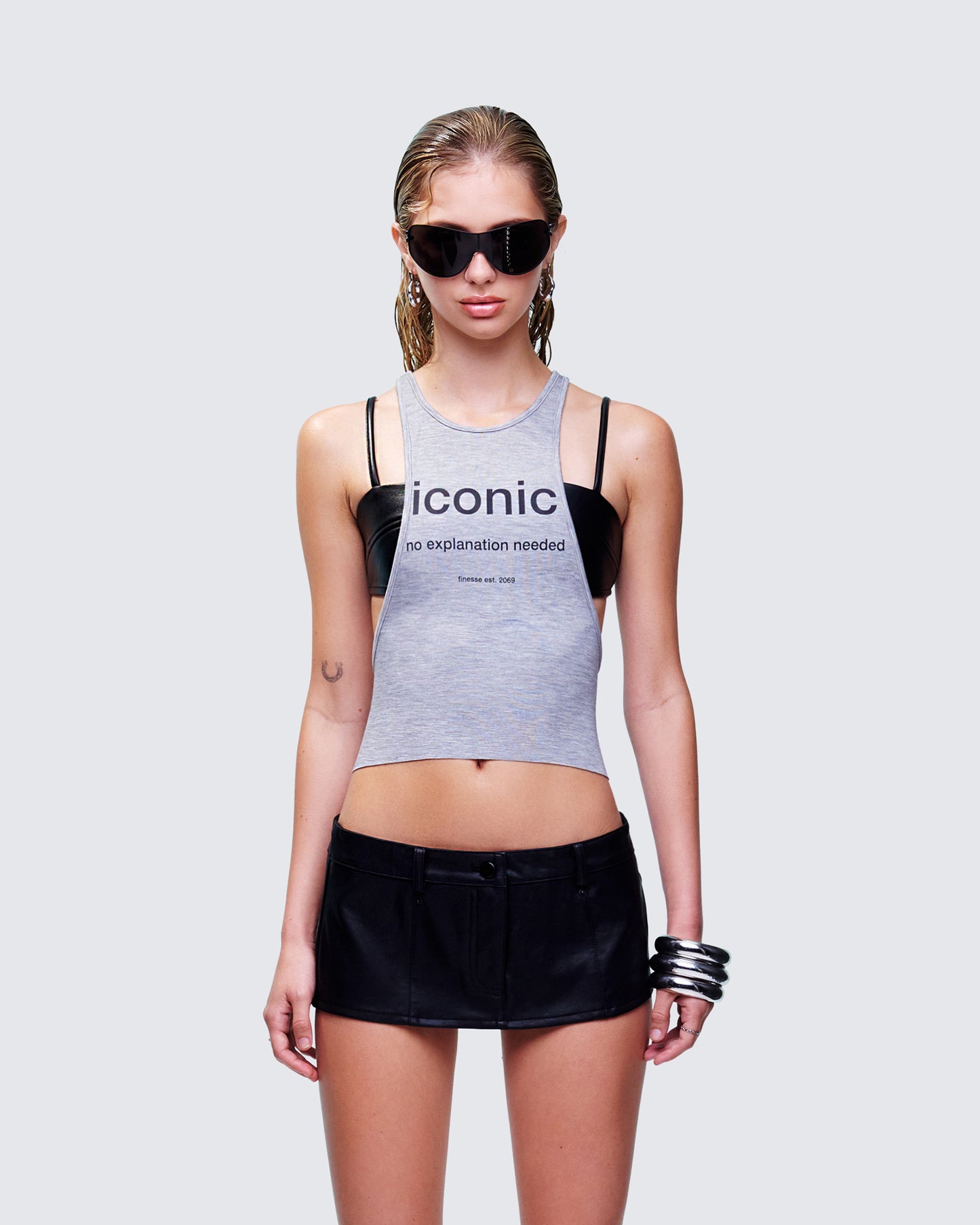 Dido Grey Marl Cutaway Graphic Tank model front