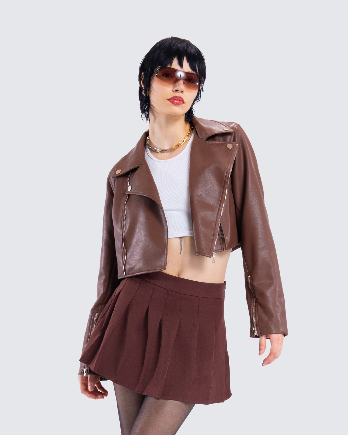 Donny Brown Pleated Set