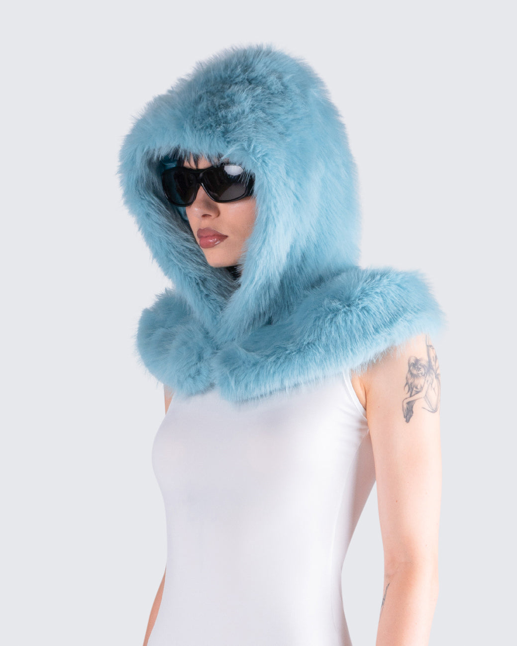 Jayden Aqua Fur Hood