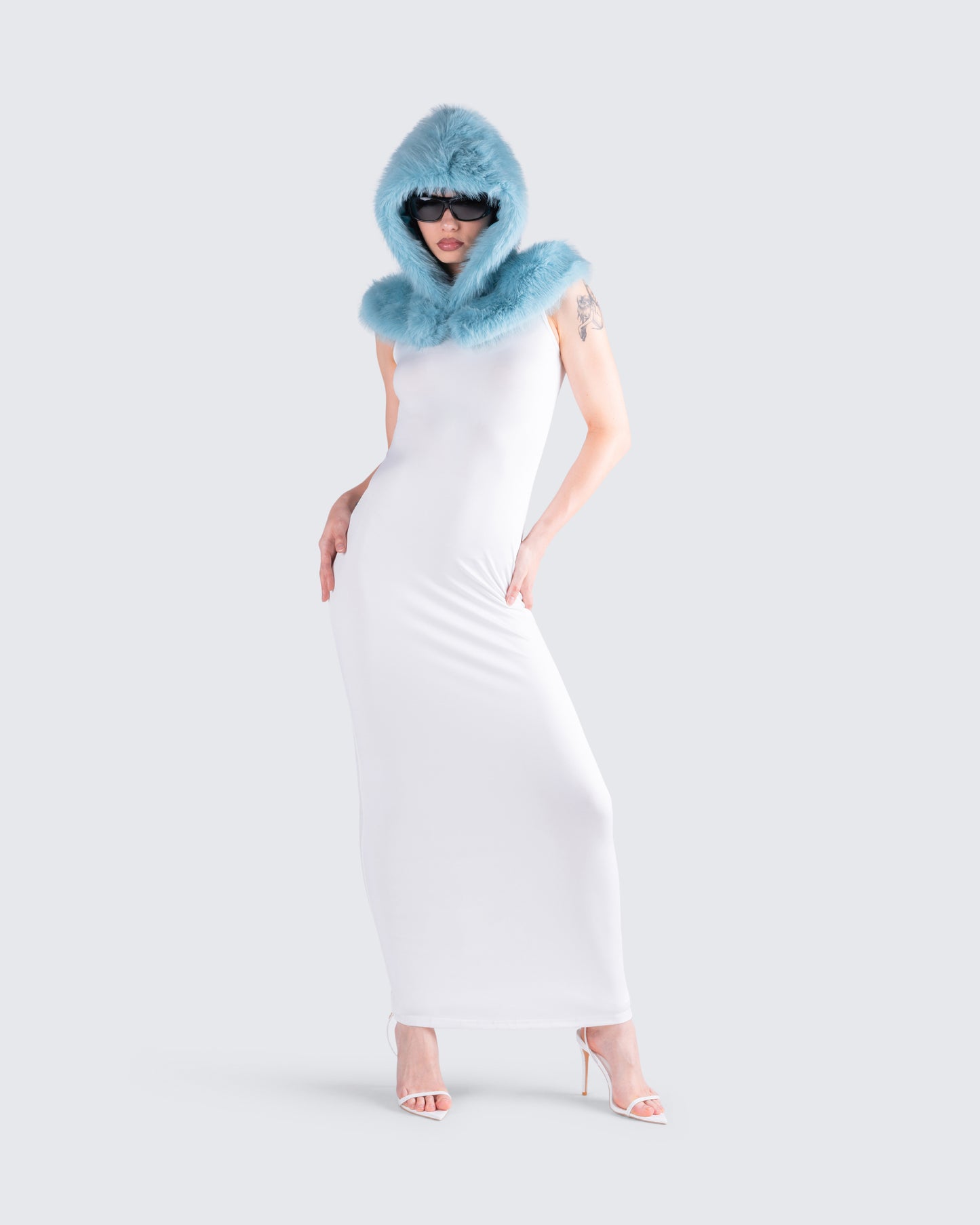 Jayden Aqua Fur Hood