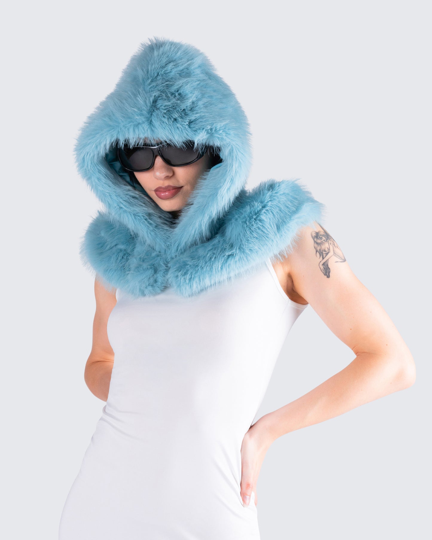 Jayden Aqua Fur Hood