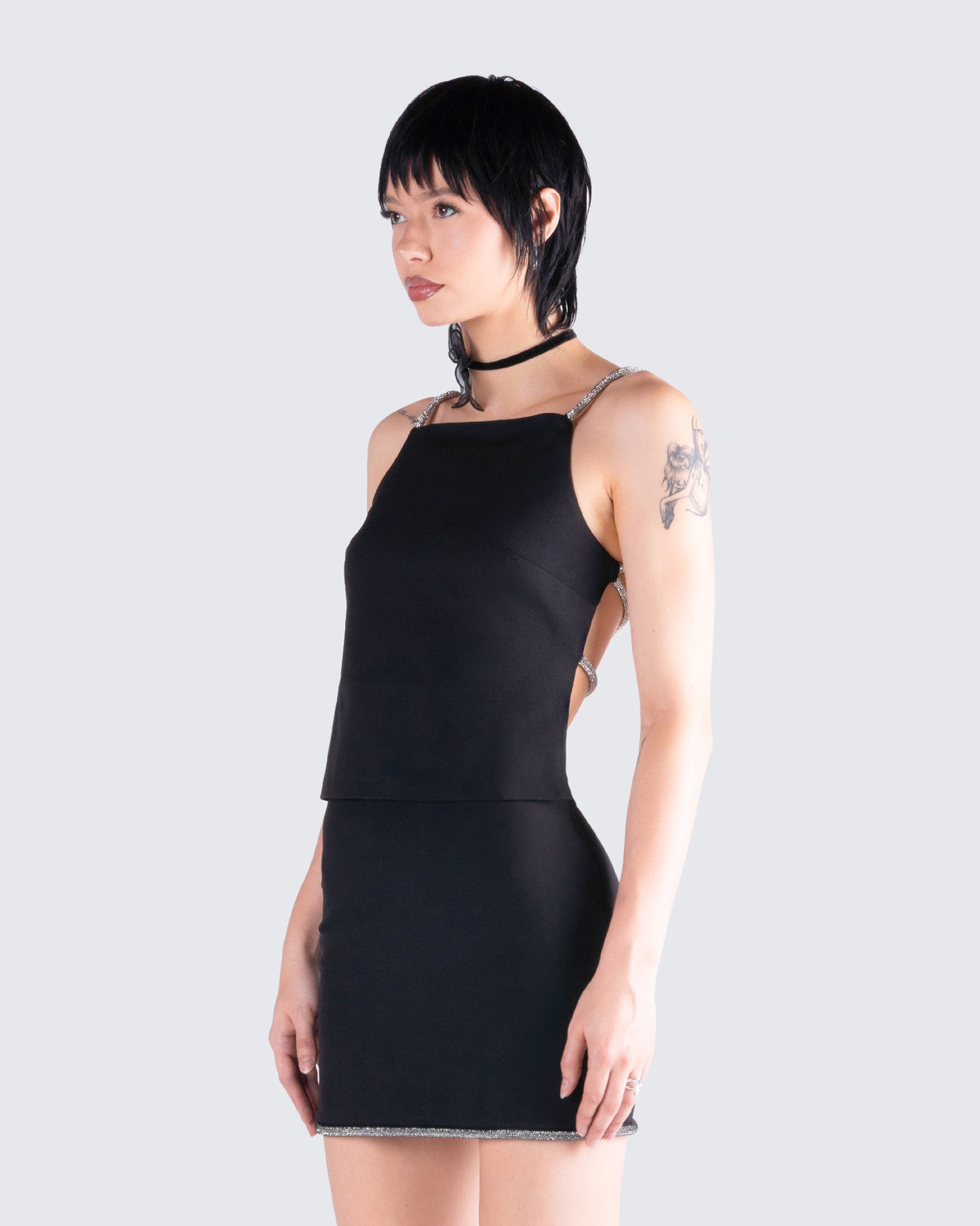 Birgit Black Rhinestone Top