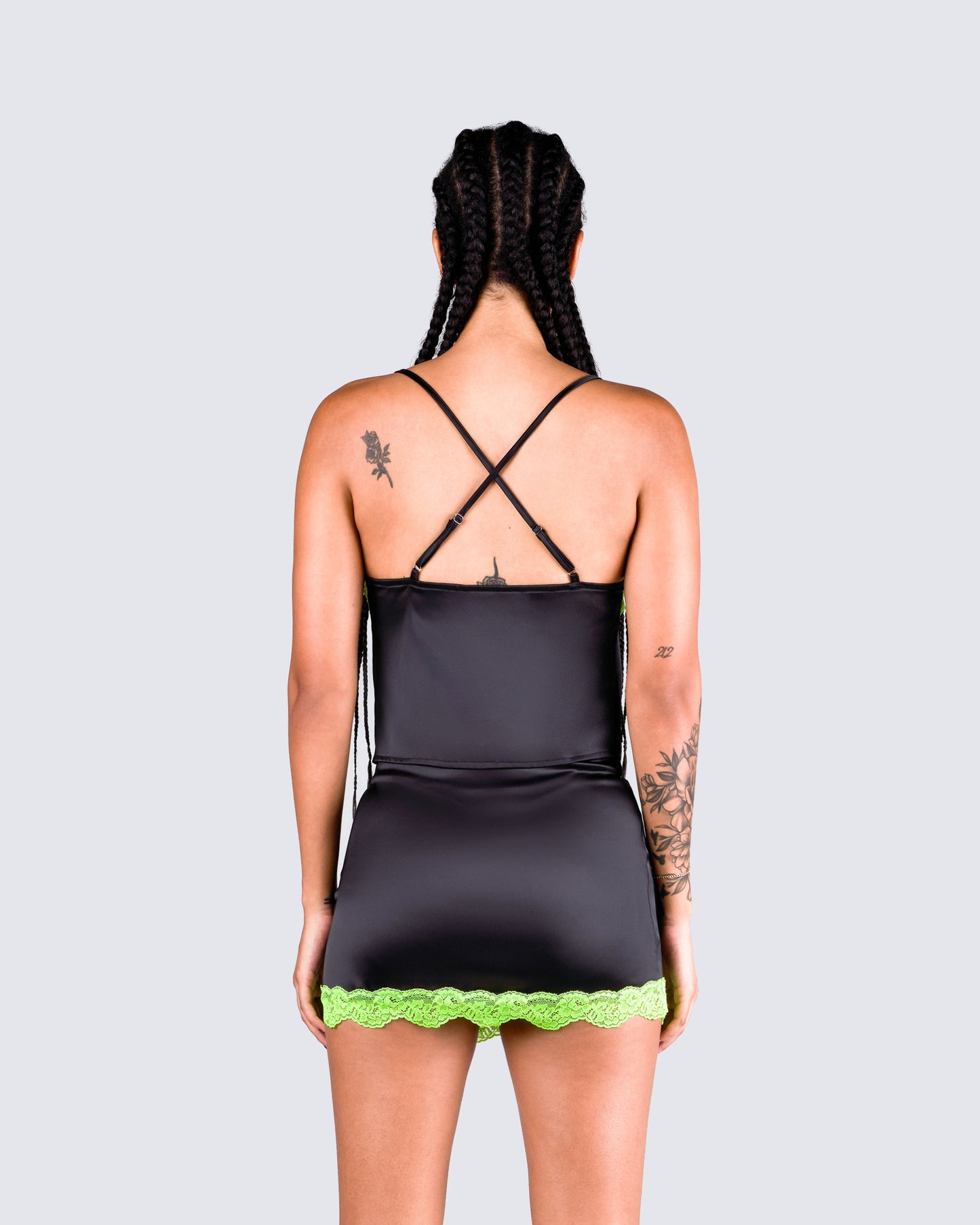 Nadya Black Satin Mini Skirt