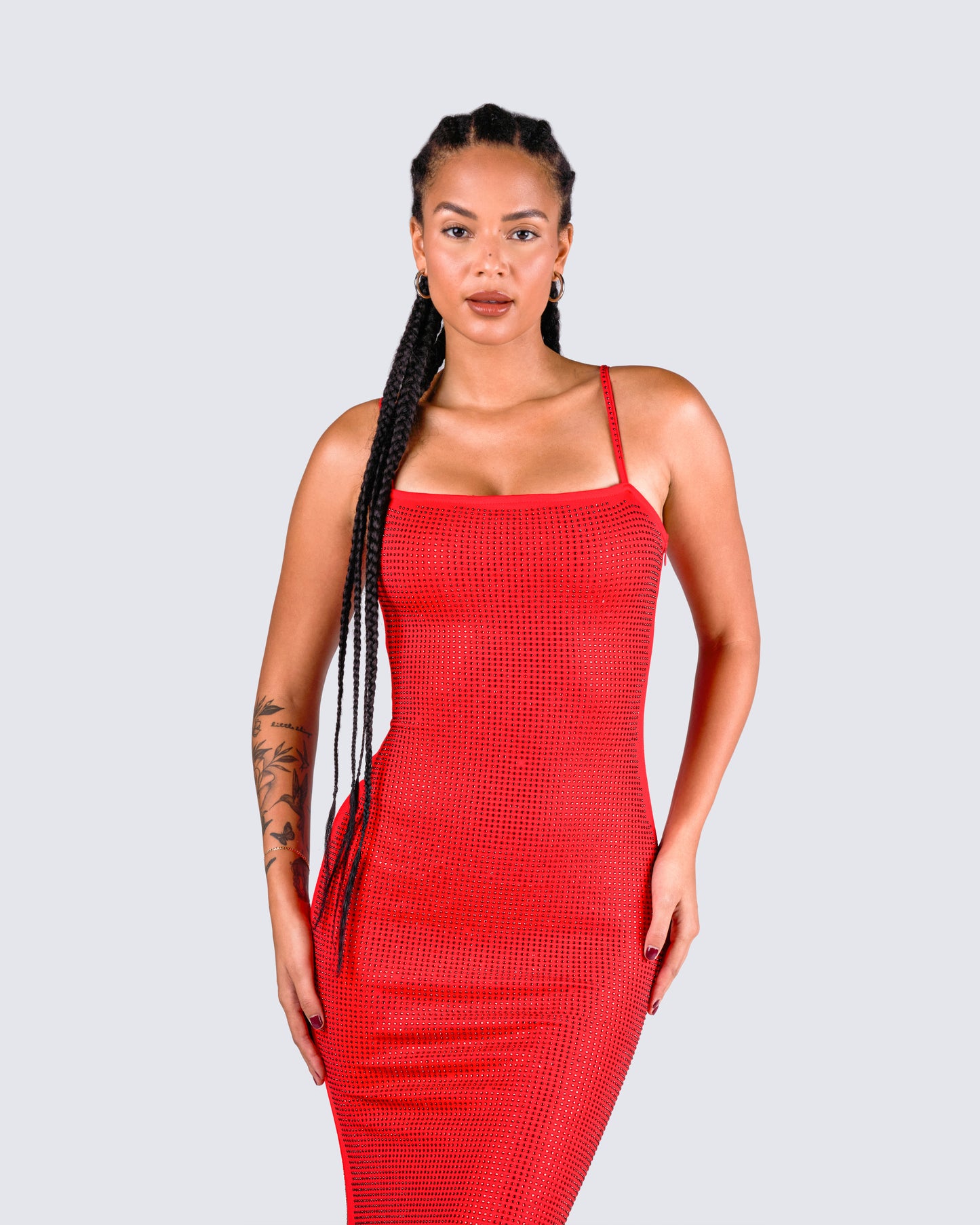 Numa Red Rhinestone Gown