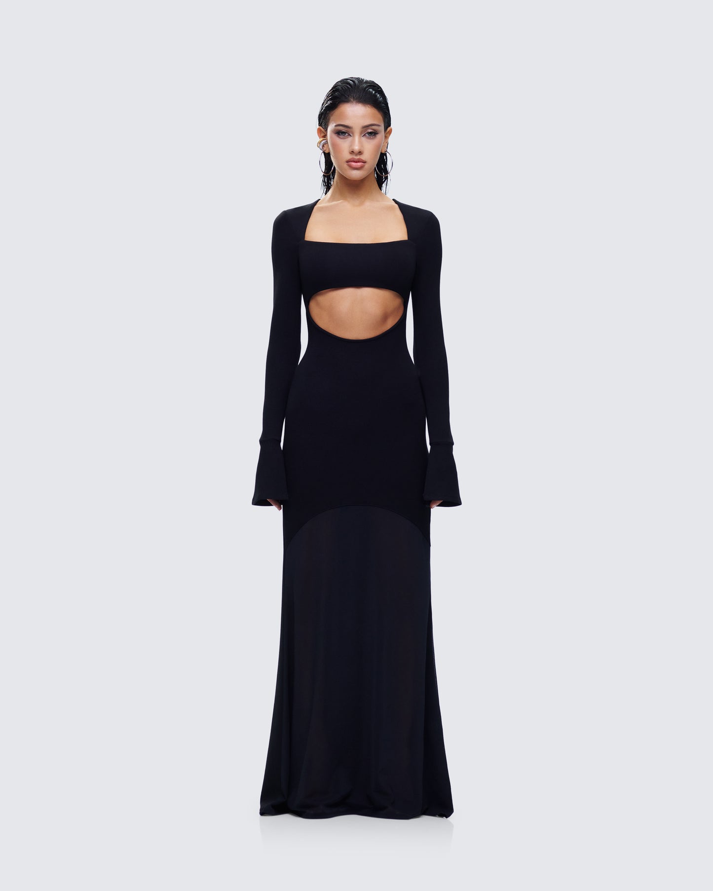 Eda Black Bandeau Maxi Dress model front