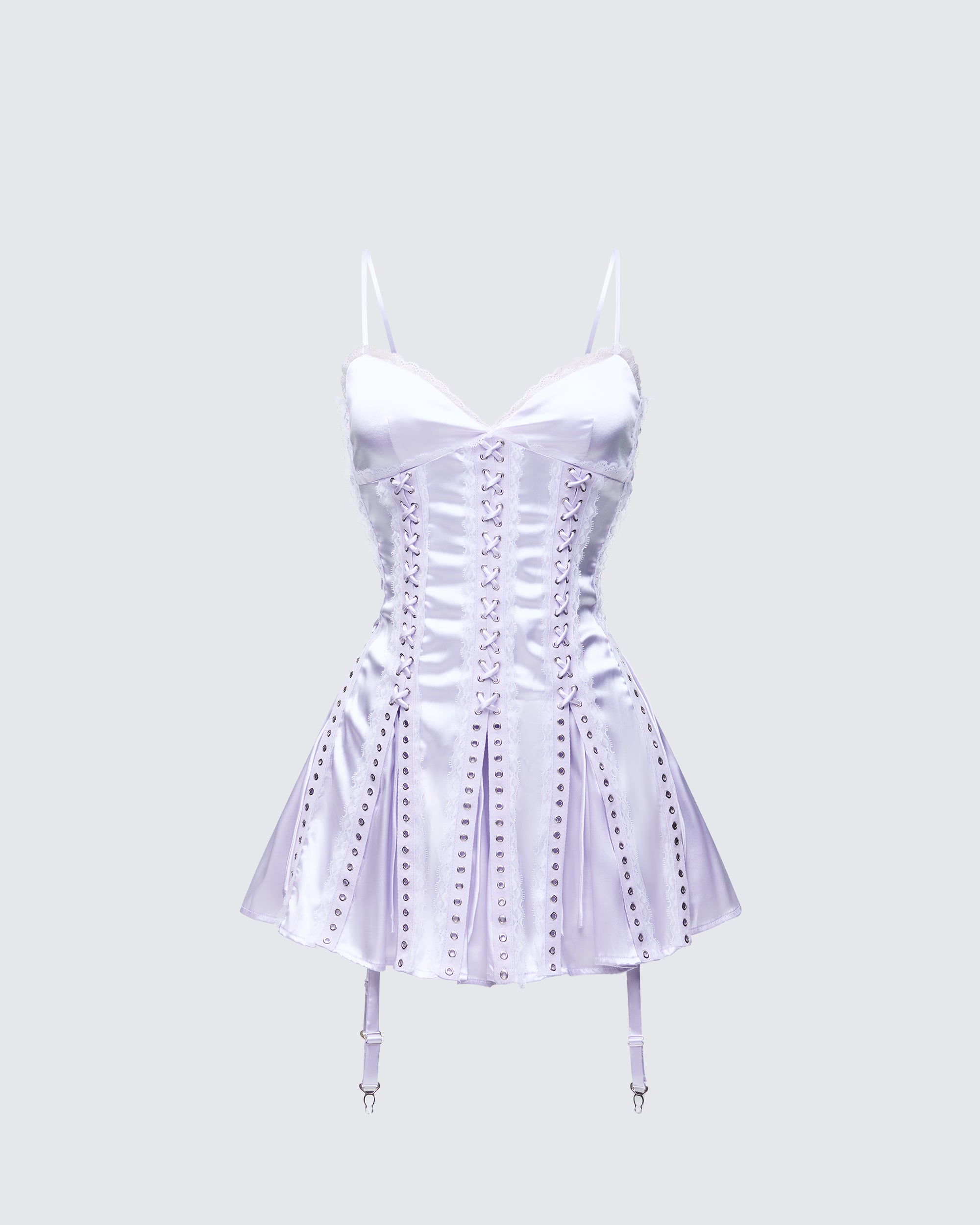 lavender corset mini dress Lavender Satin Corset Mini Dress