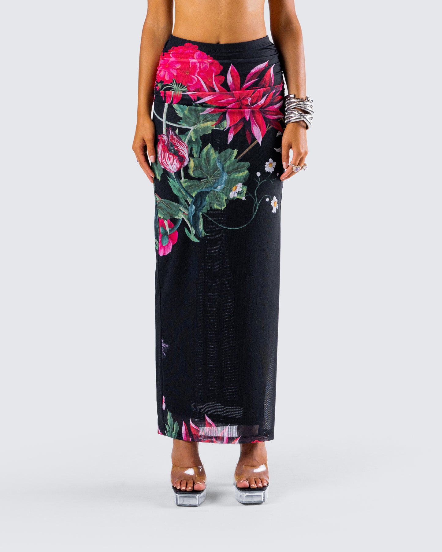 Eldora Floral Print Maxi Skirt model front