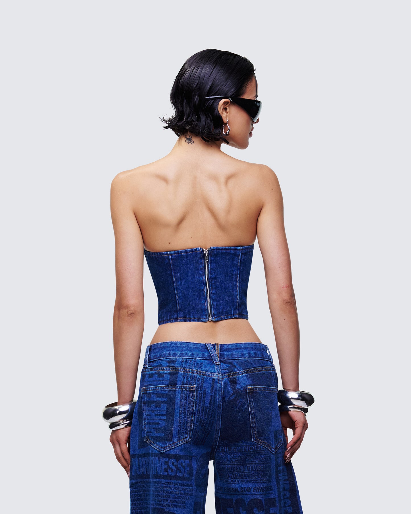 Electra Blue Denim Lace Up Corset