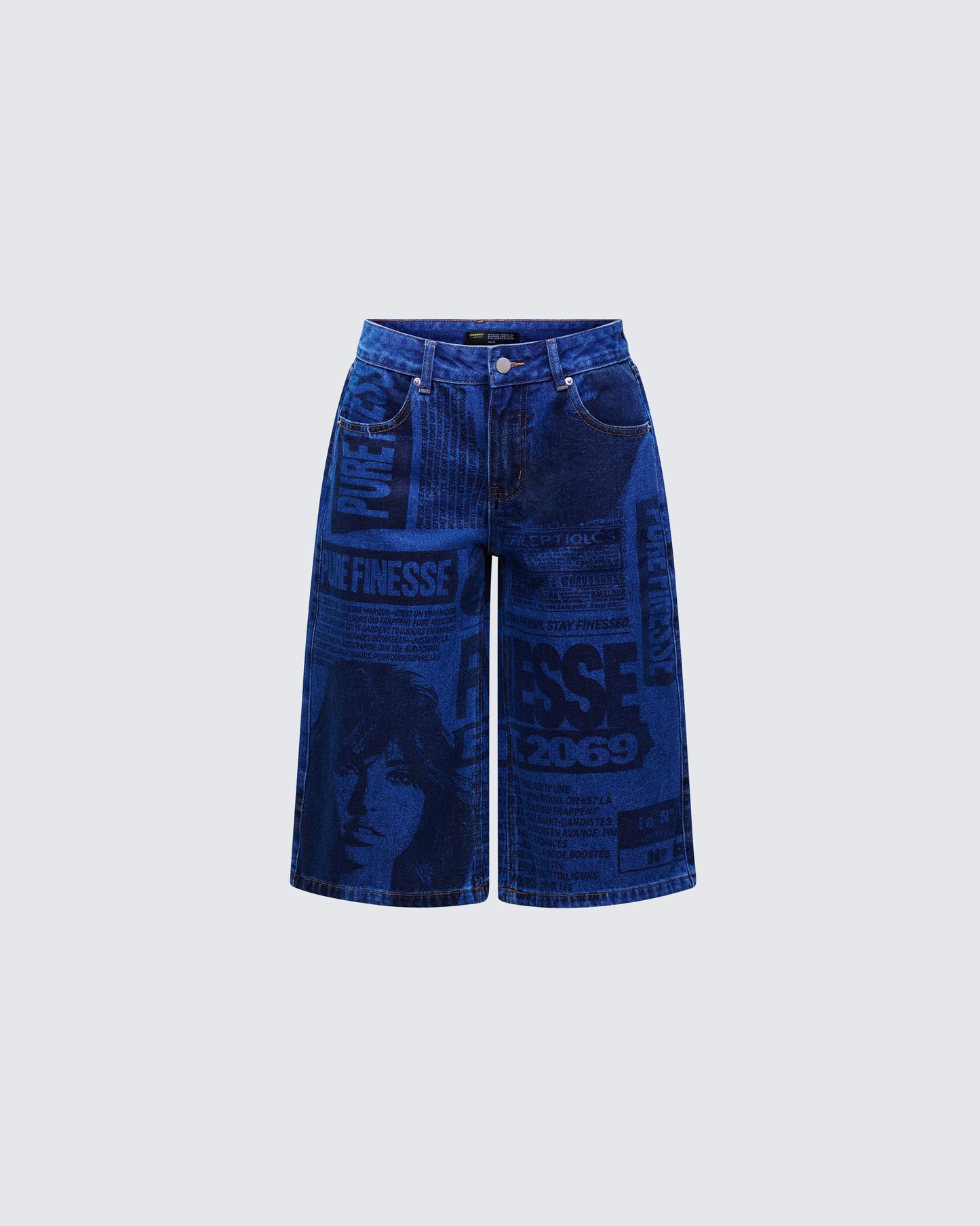 Electra Blue Denim Printed Jorts product front