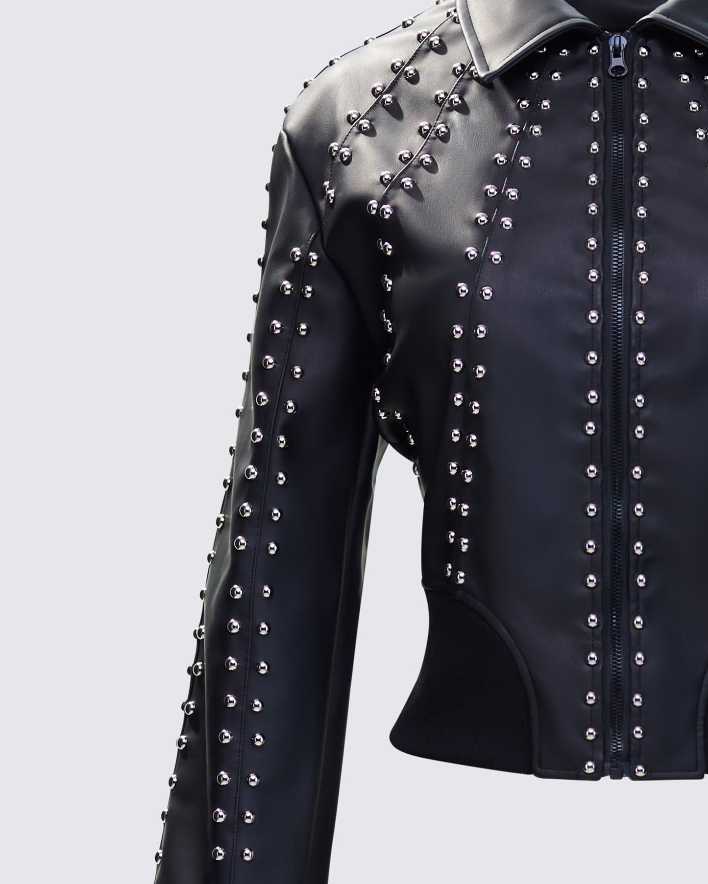 Eleri Black Vegan Leather Studded Jacket
