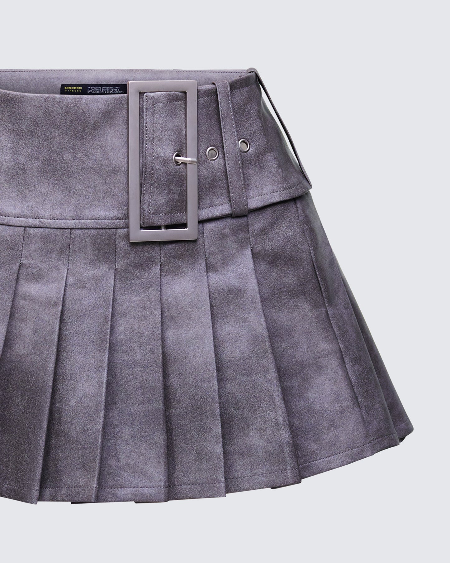 Elettra Grey Vegan Leather Mini Skirt