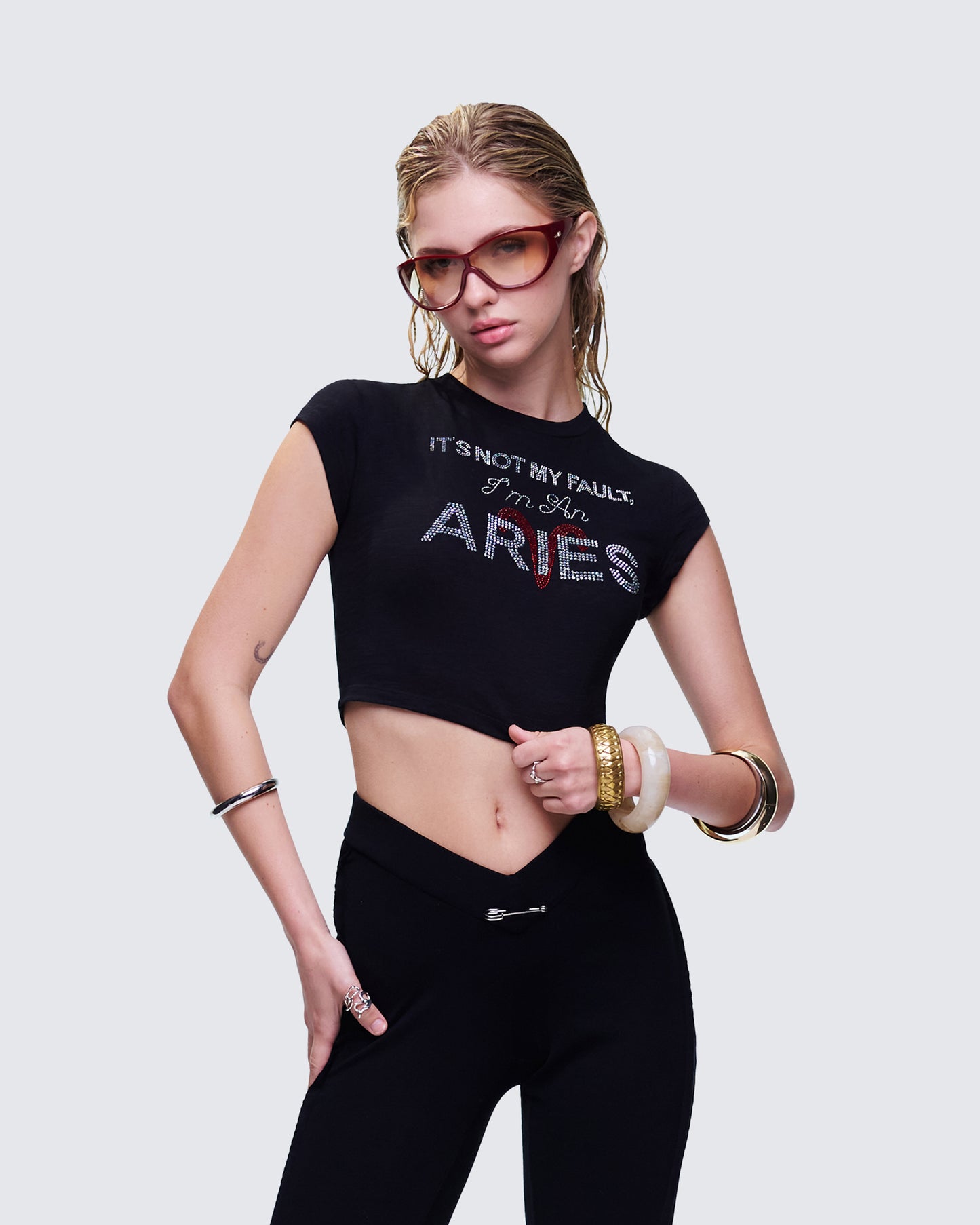 Elowen Black Aries Graphic Top