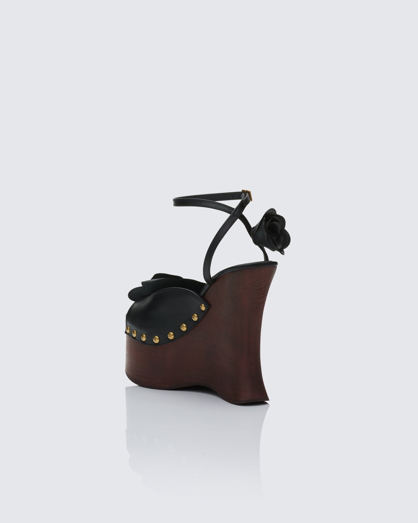 Women's black wedge sandals styled on model – FINESSE