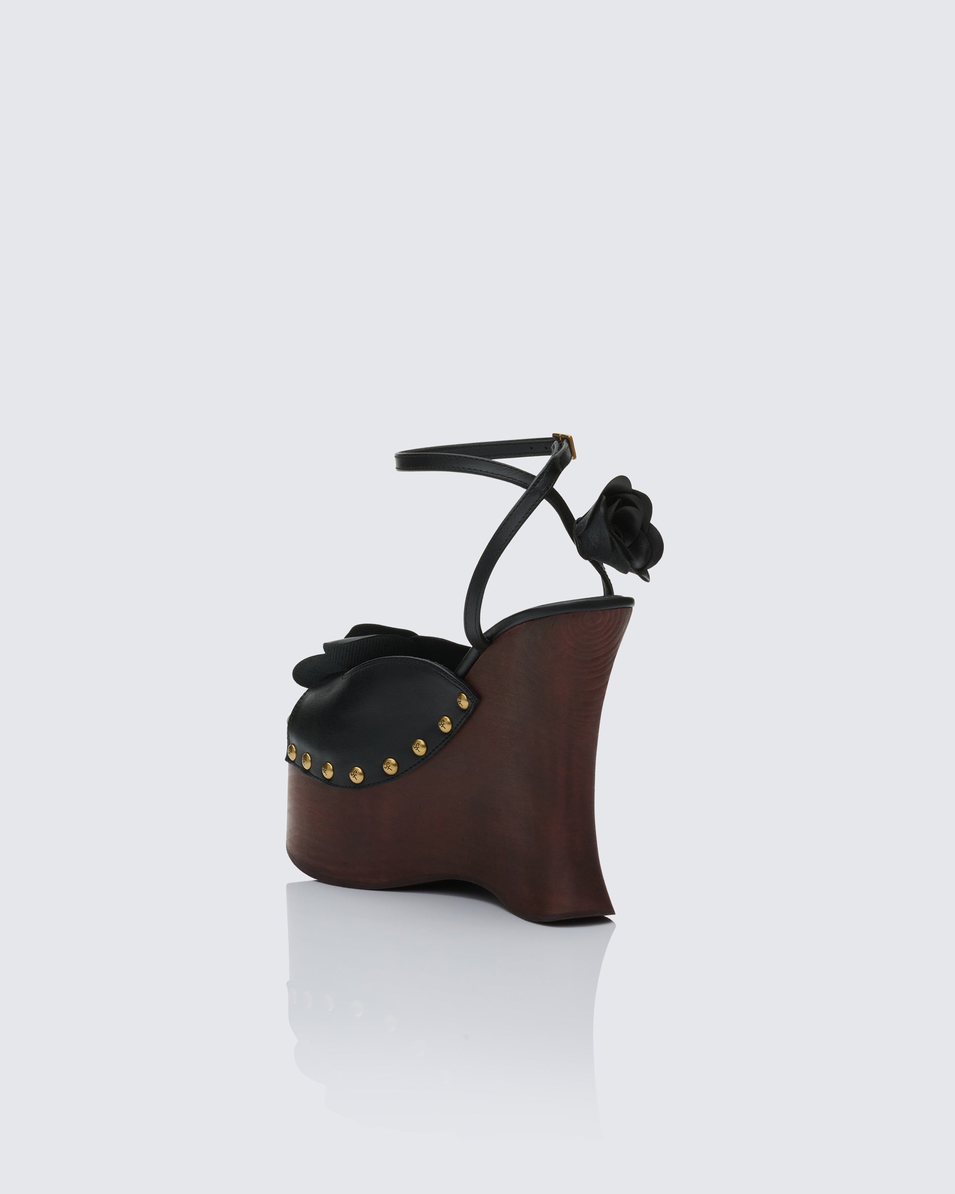Women's black wedge sandals styled on model – FINESSE