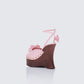 Women's pink wedge sandals styled on model – FINESSE