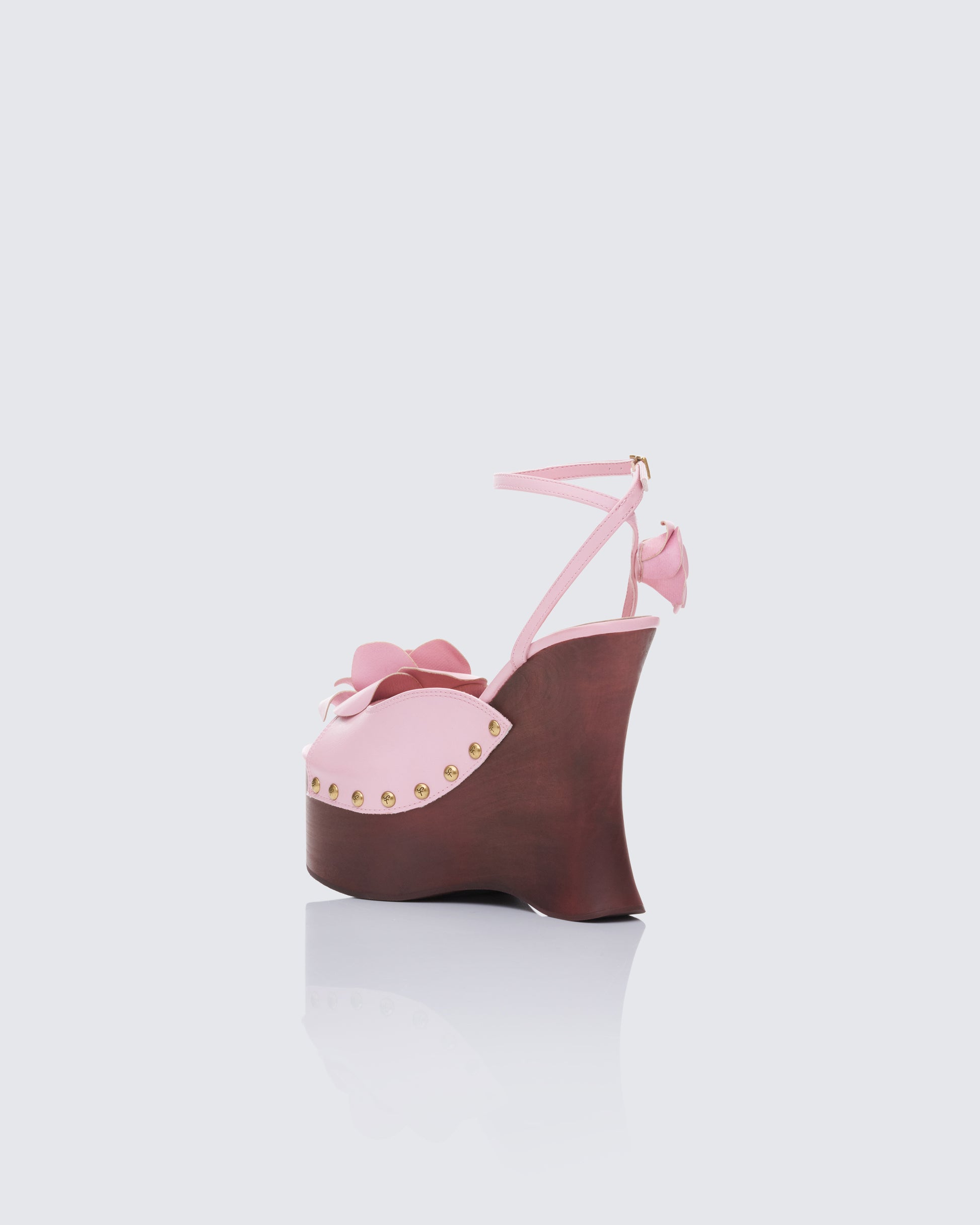 Women's pink wedge sandals styled on model – FINESSE