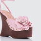 Women's pink wedge sandals close-up detail – FINESSE