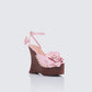 Women's pink wedge sandals front view – FINESSE