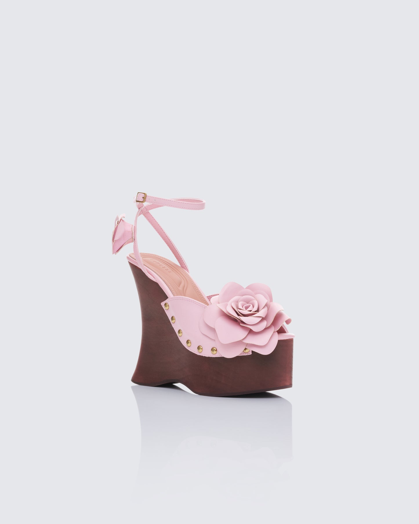 Women's pink wedge sandals front view – FINESSE