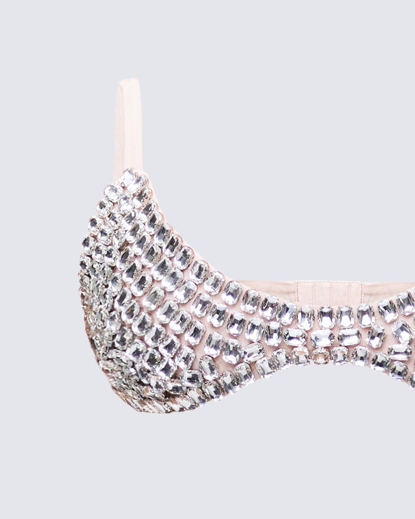 Elyra Silver Diamante Mesh Bra Top