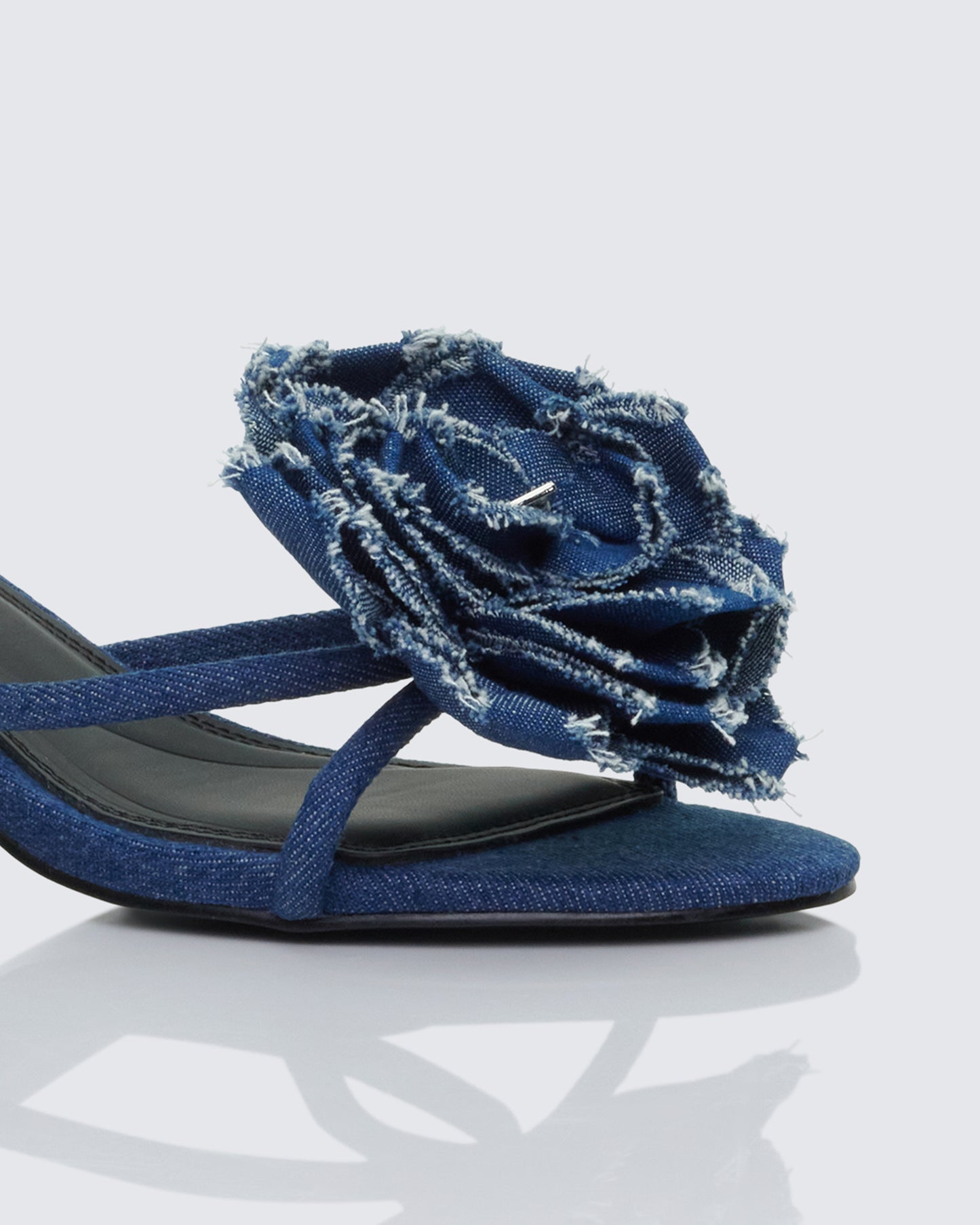 Ember Blue Denim Corsage Kitten Heel