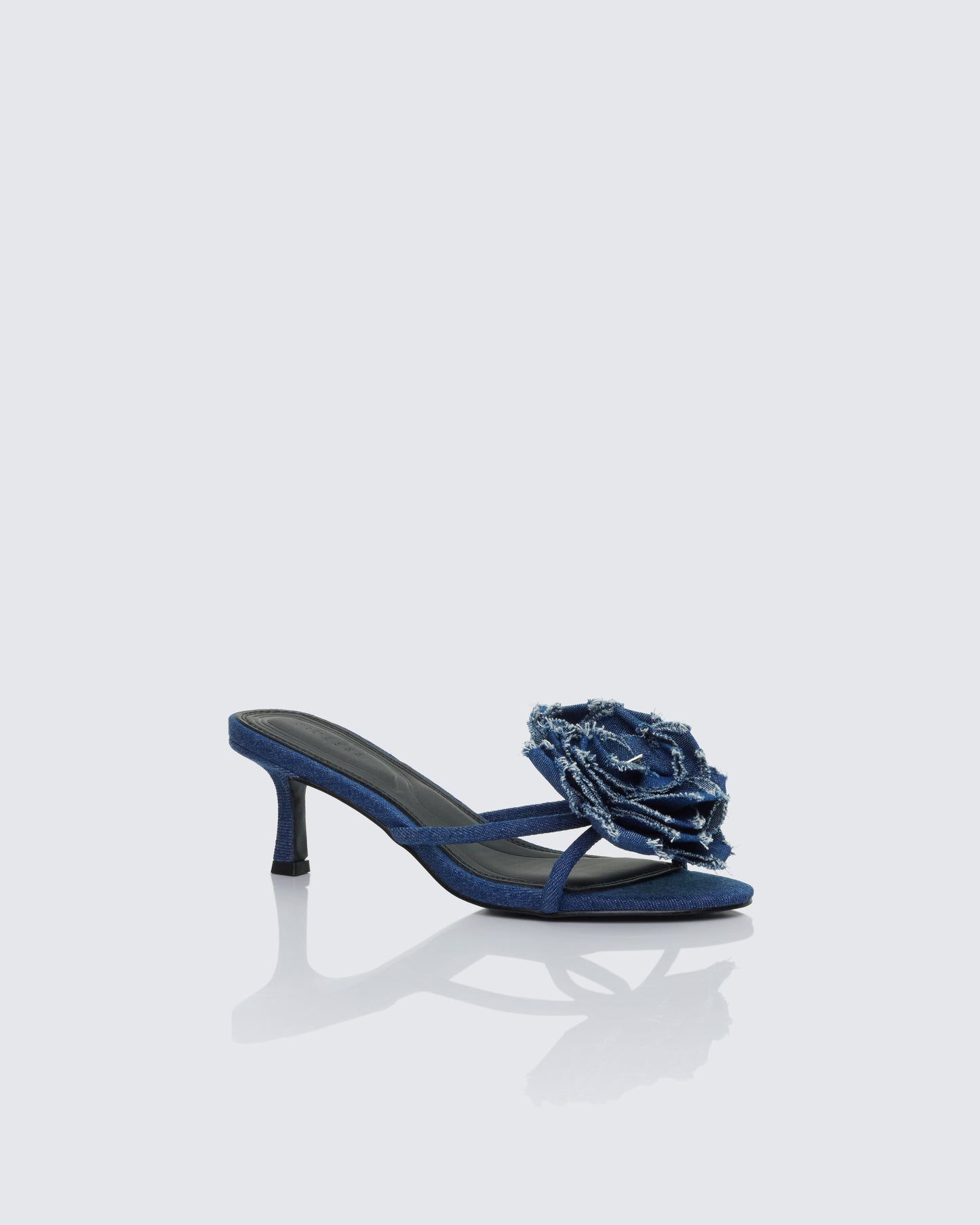 Ember Blue Denim Corsage Kitten Heel