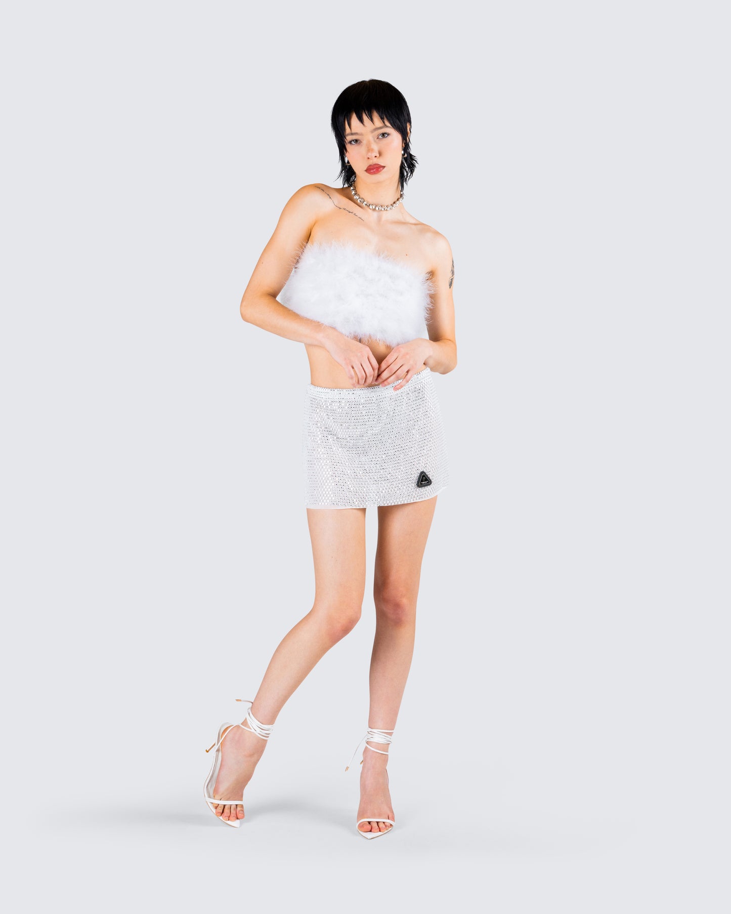 Emery Silver Net Mini Skirt