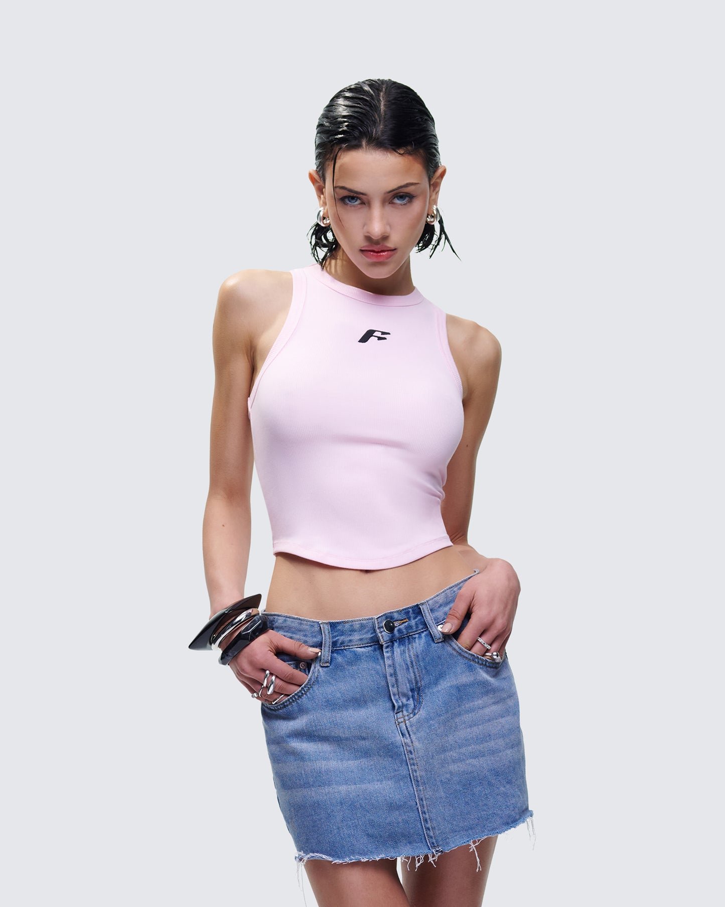 Enid Pink Scoop Hem Tank Top