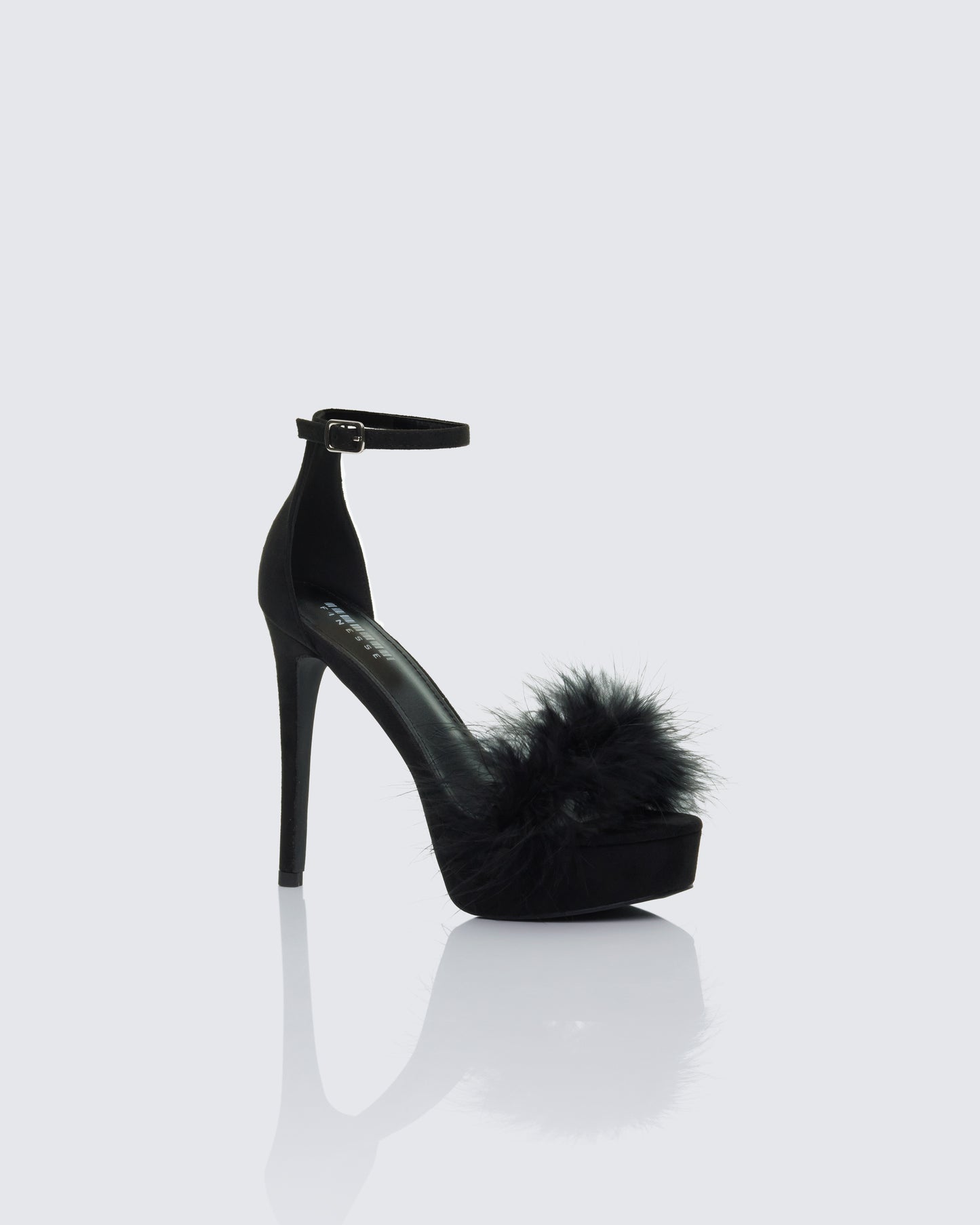 Erminia Black Feather Detail Heels