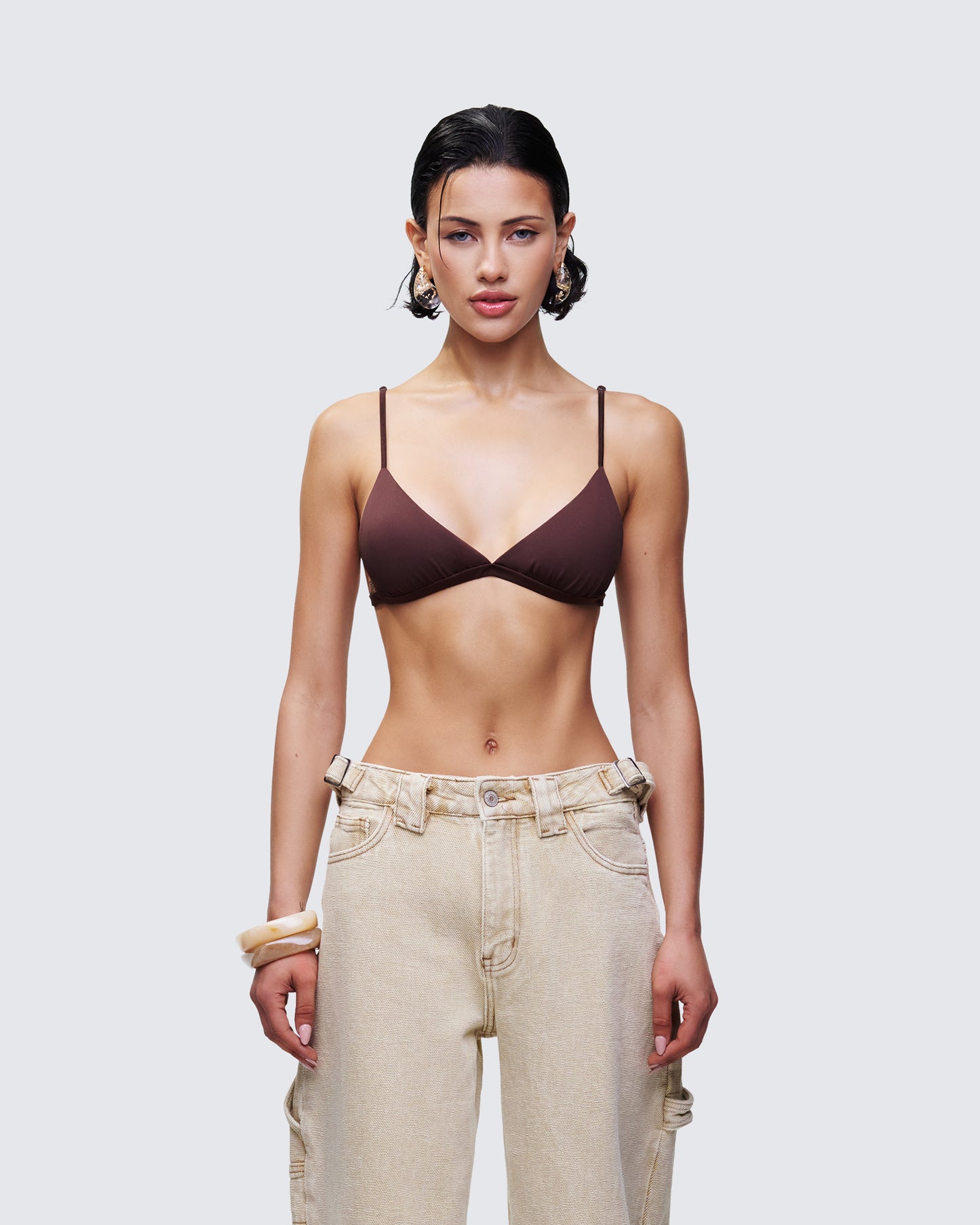 Ewa Brown Triangle Bralette Top