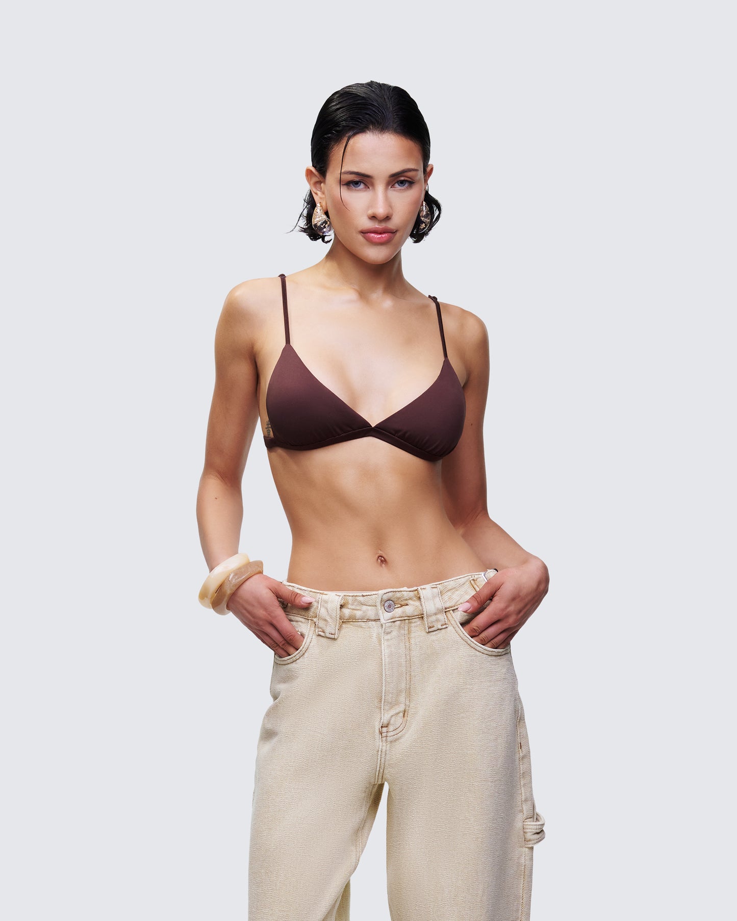 Ewa Brown Triangle Bralette Top