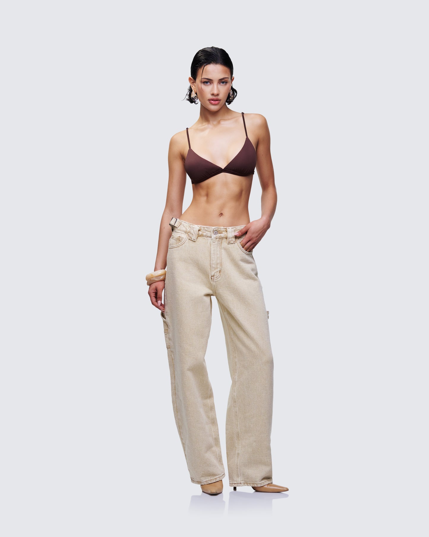 Ewa Brown Triangle Bralette Top