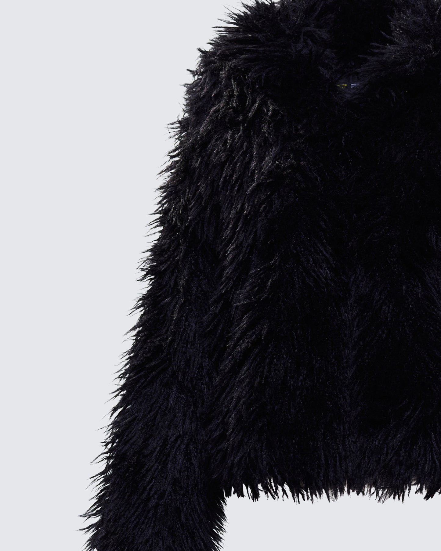 Fae Black Boxy Faux Fur Coat