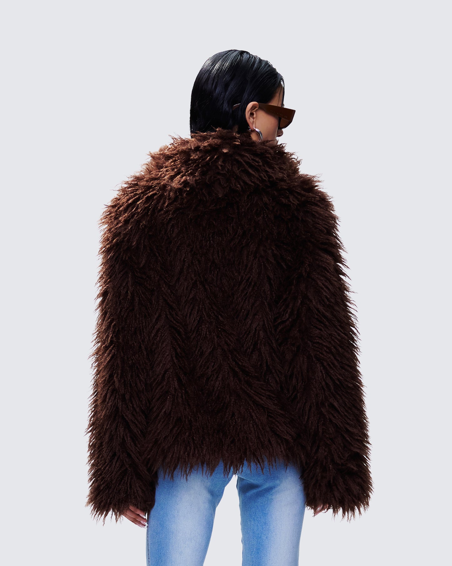 Fae Brown Boxy Faux Fur Coat