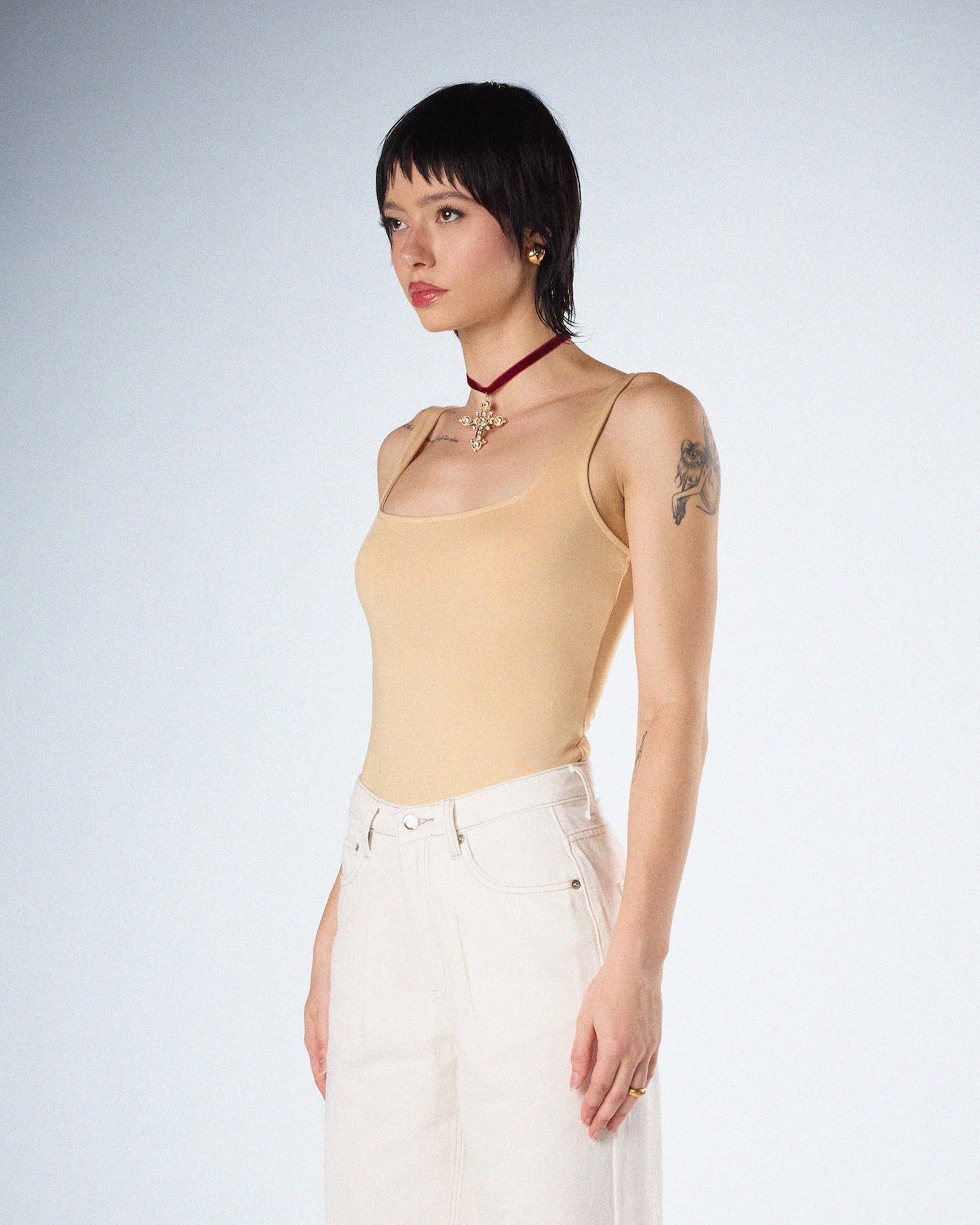 Fatima Beige Tank Bodysuit
