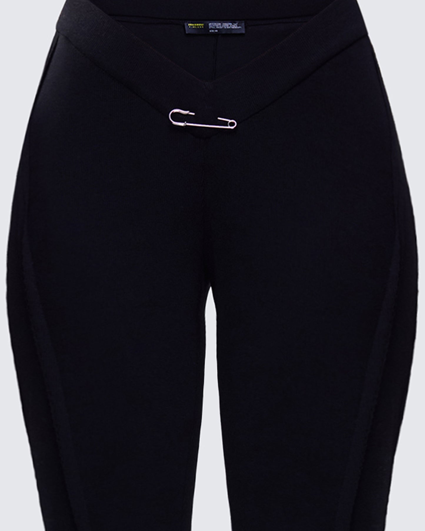 Iva Black Ribbed V Waist Pant