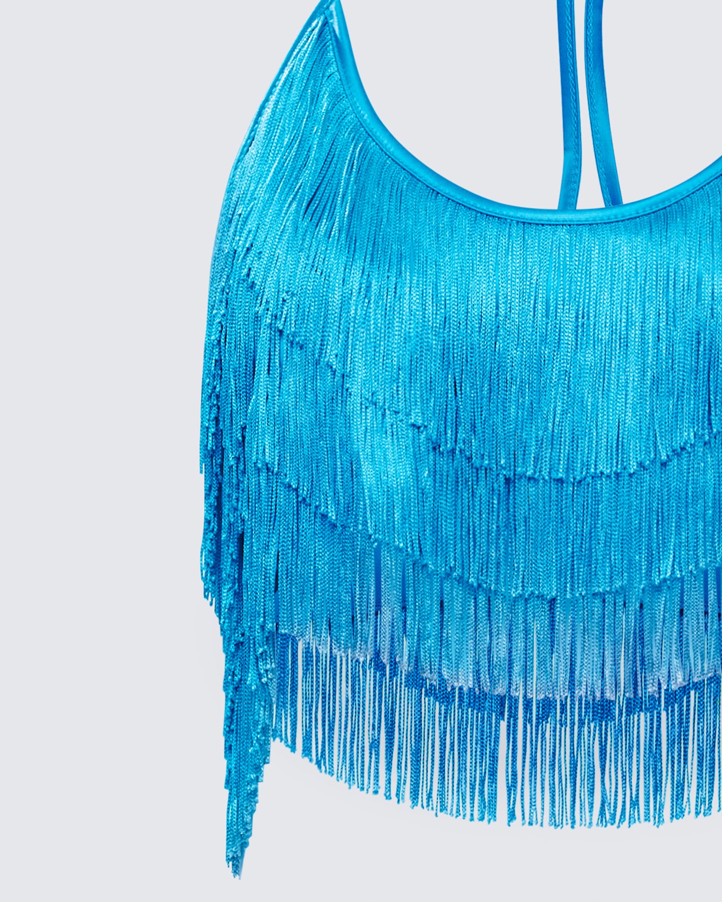 Laleh Teal Fringe Top