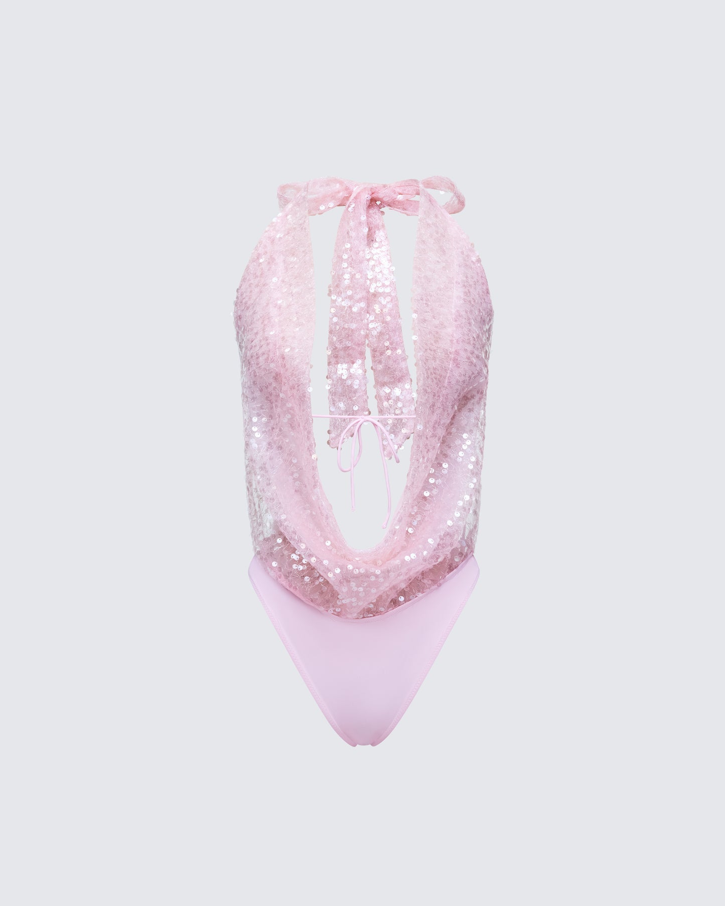 Alieka Pink Sequin Halter Bodysuit product front