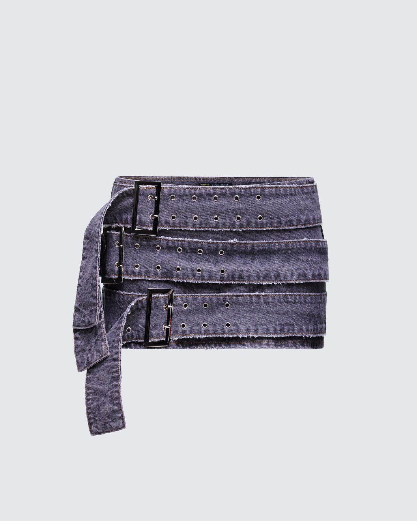 Arlene Grey Denim Belt Mini Skirt product front