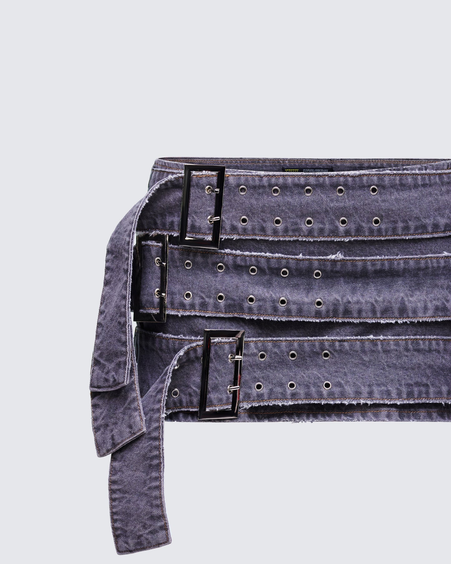 Arlene Grey Denim Belt Mini Skirt